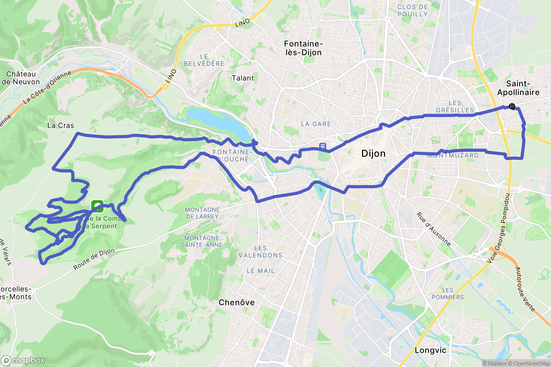 Saint-Apollinaire : carte du parcours de randonnée - France