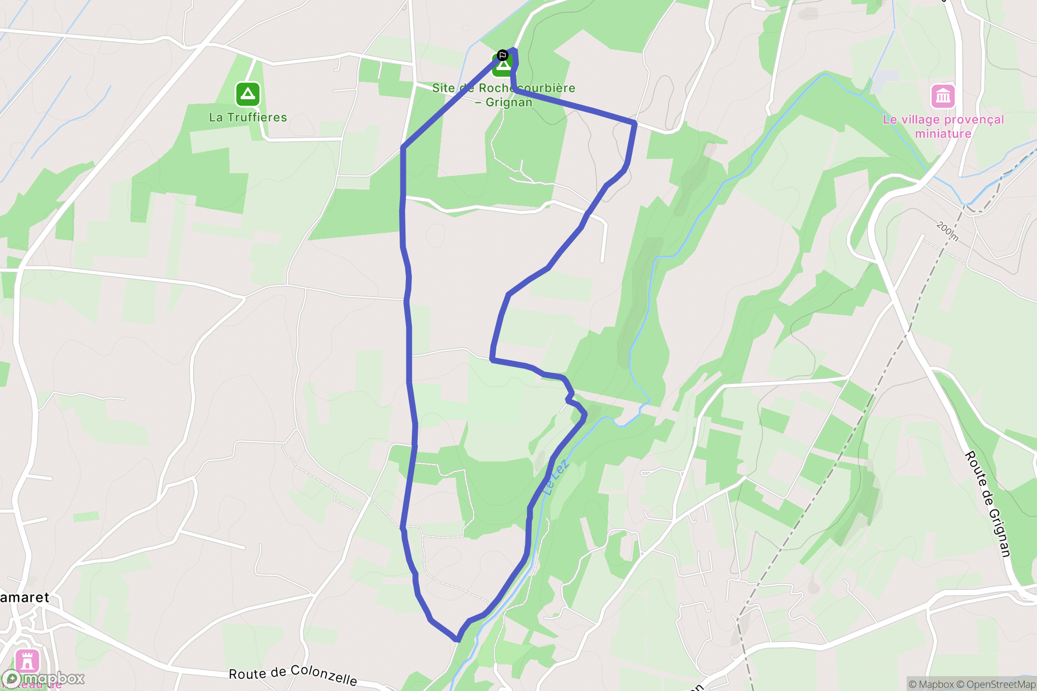Grignan : carte du parcours de randonnée - France