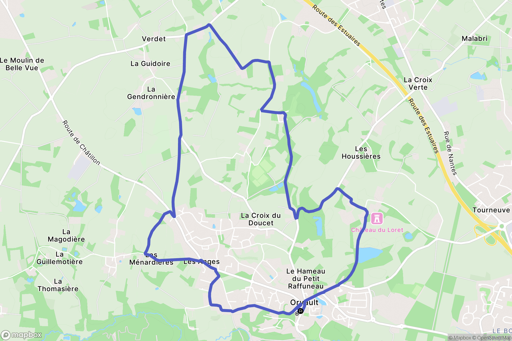 Orvault : carte du parcours de randonnée - France