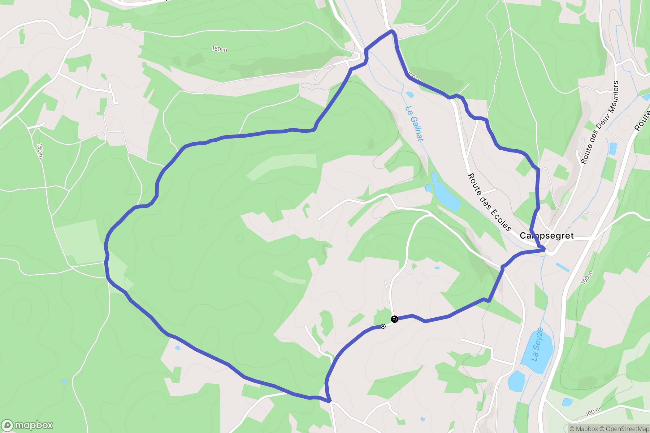 Campsegret : carte du parcours de randonnée - France