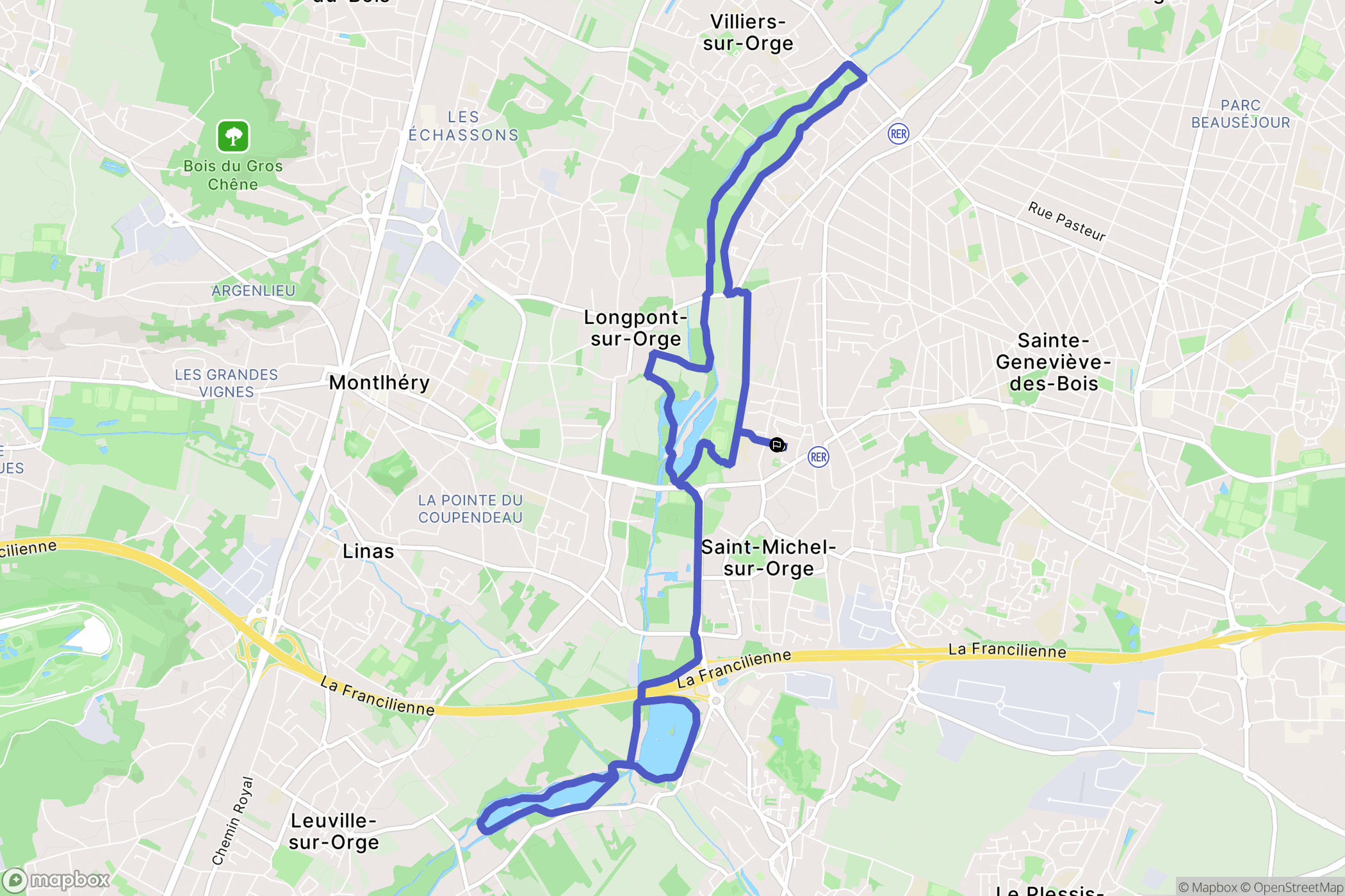 Saint-Michel-sur-Orge : carte du parcours de randonnée - France