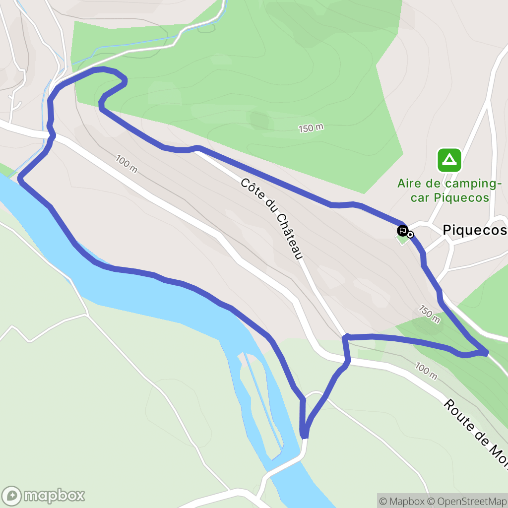 Piquecos : carte du parcours de randonnée - France