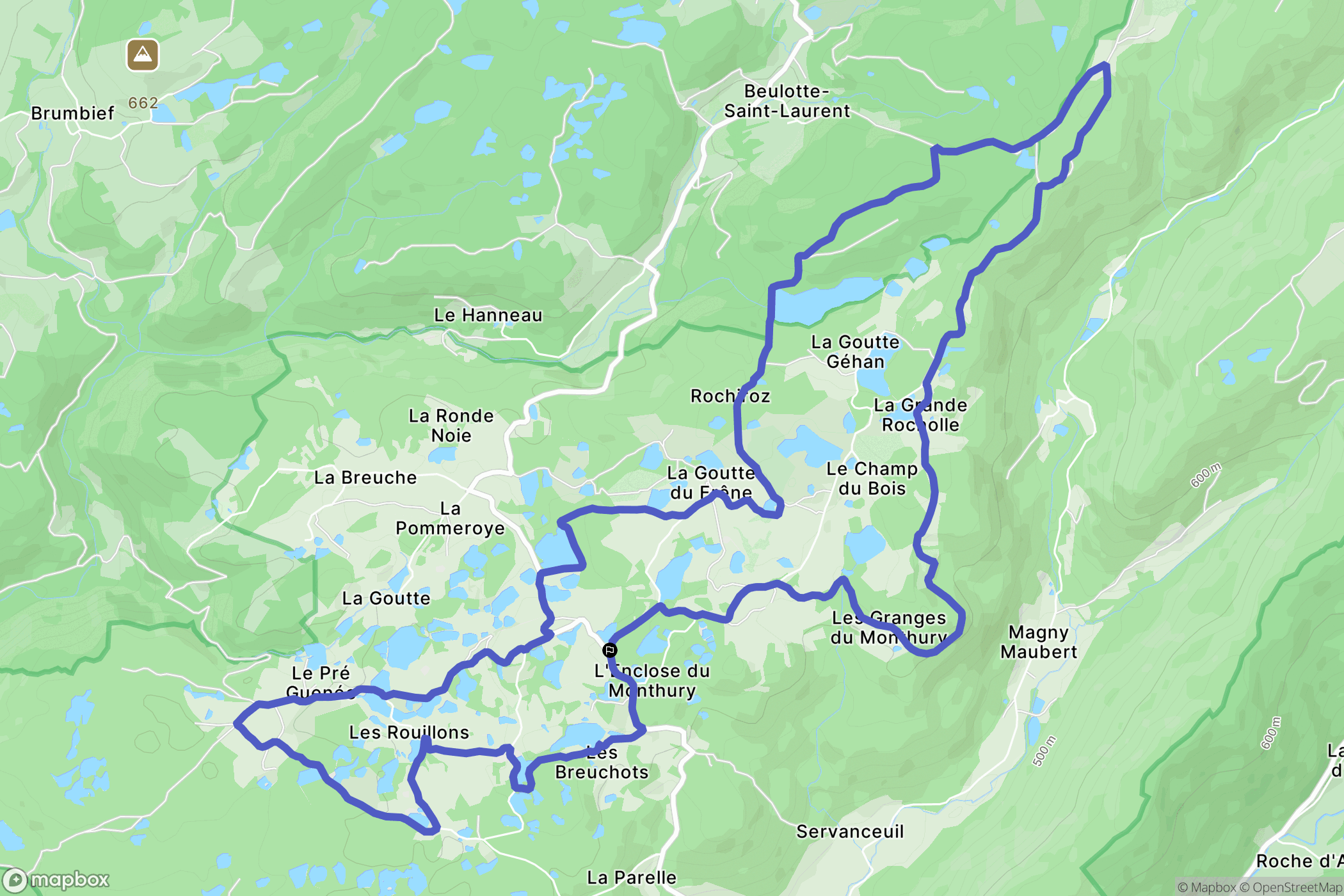 Servance-Miellin : carte du parcours de randonnée - France