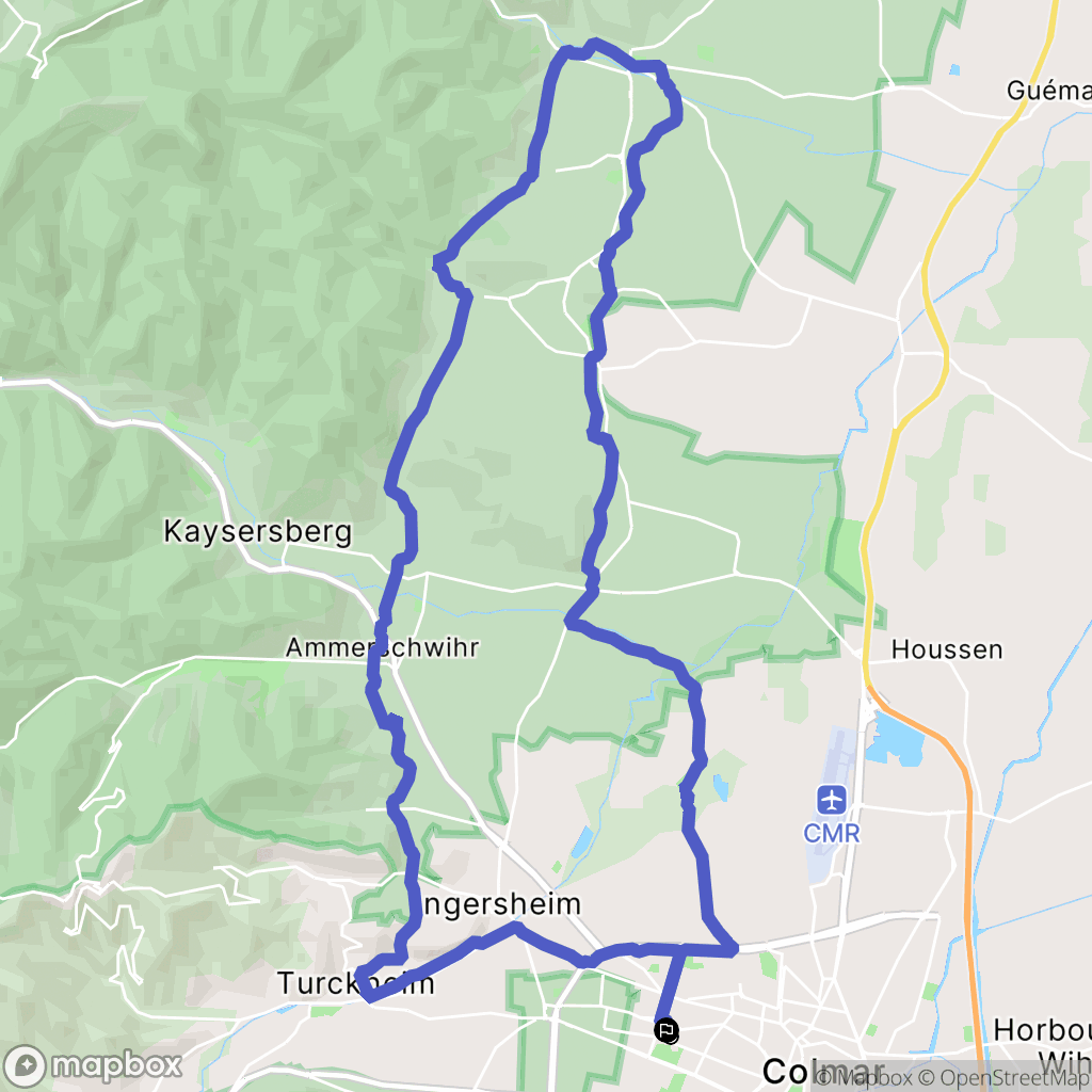 Colmar : carte du parcours de randonnée - France