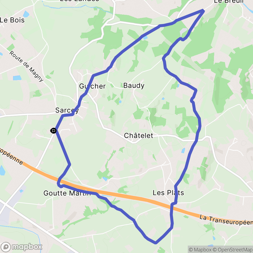 Sarcey : carte du parcours de randonnée - France