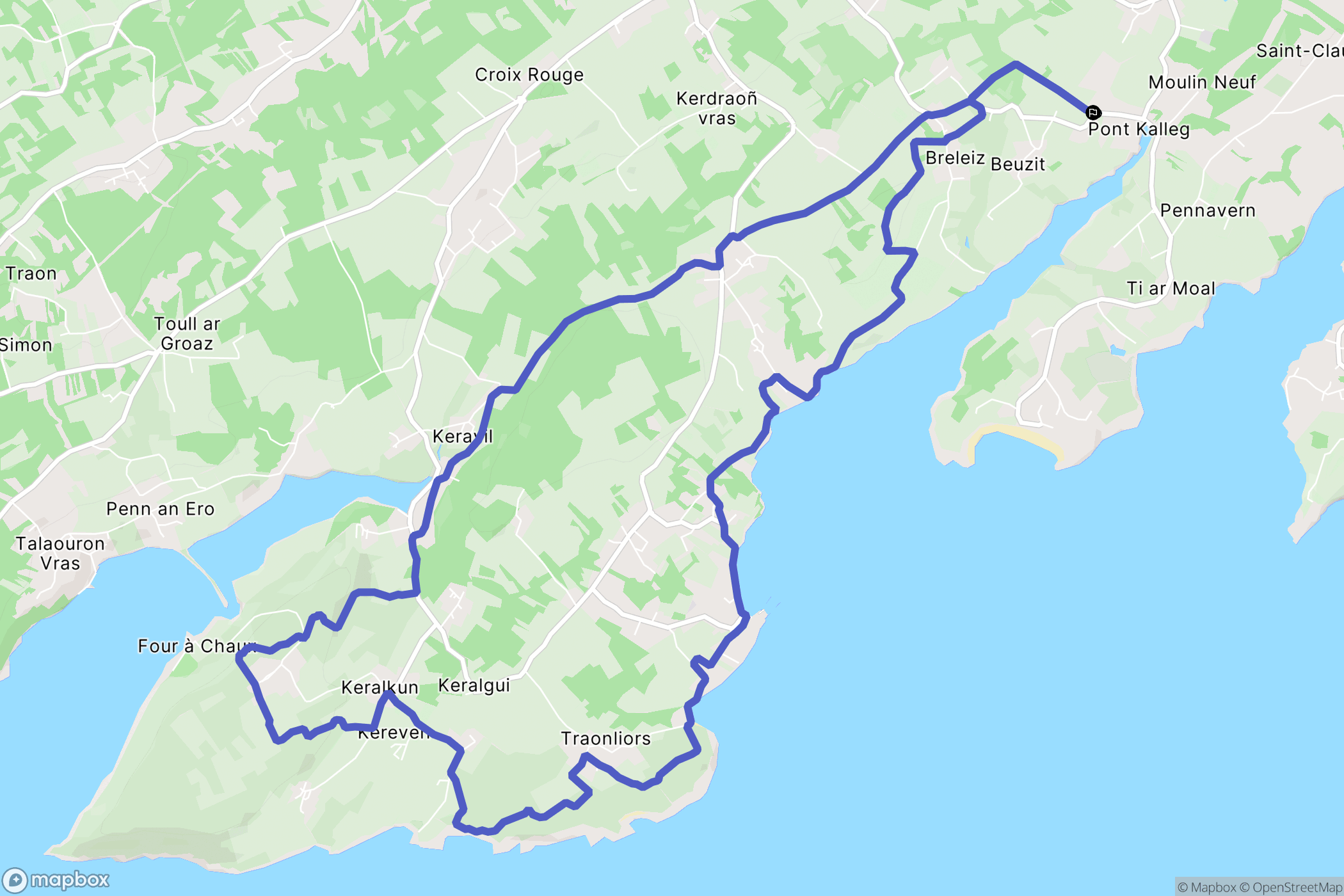 Plougastel-Daoulas : carte du parcours de randonnée - France