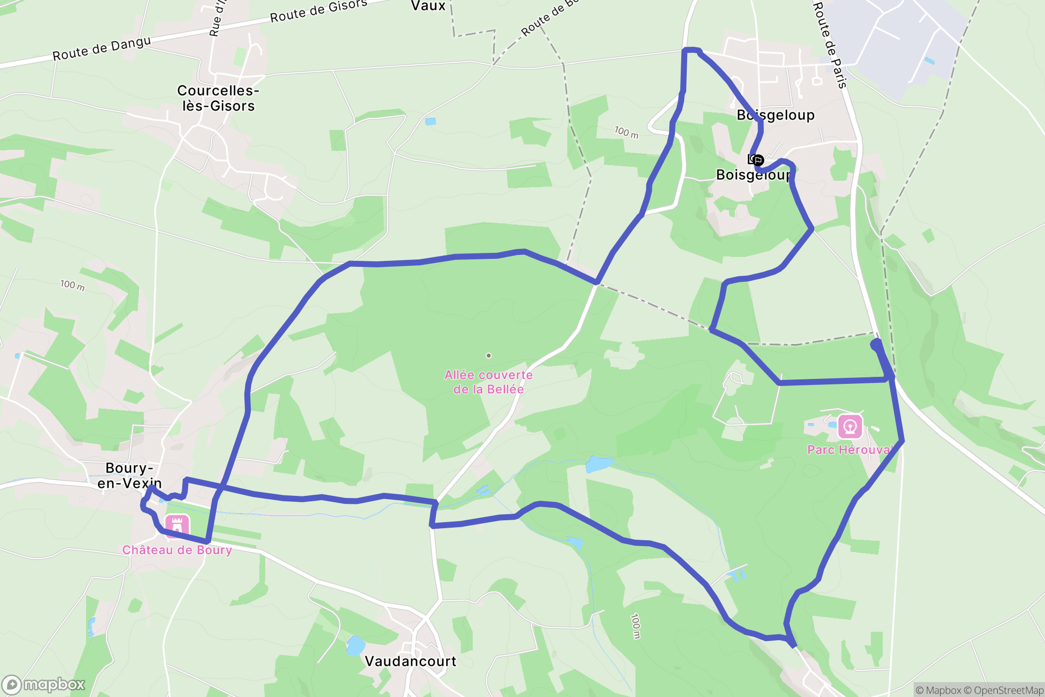 Gisors : carte du parcours de randonnée - France