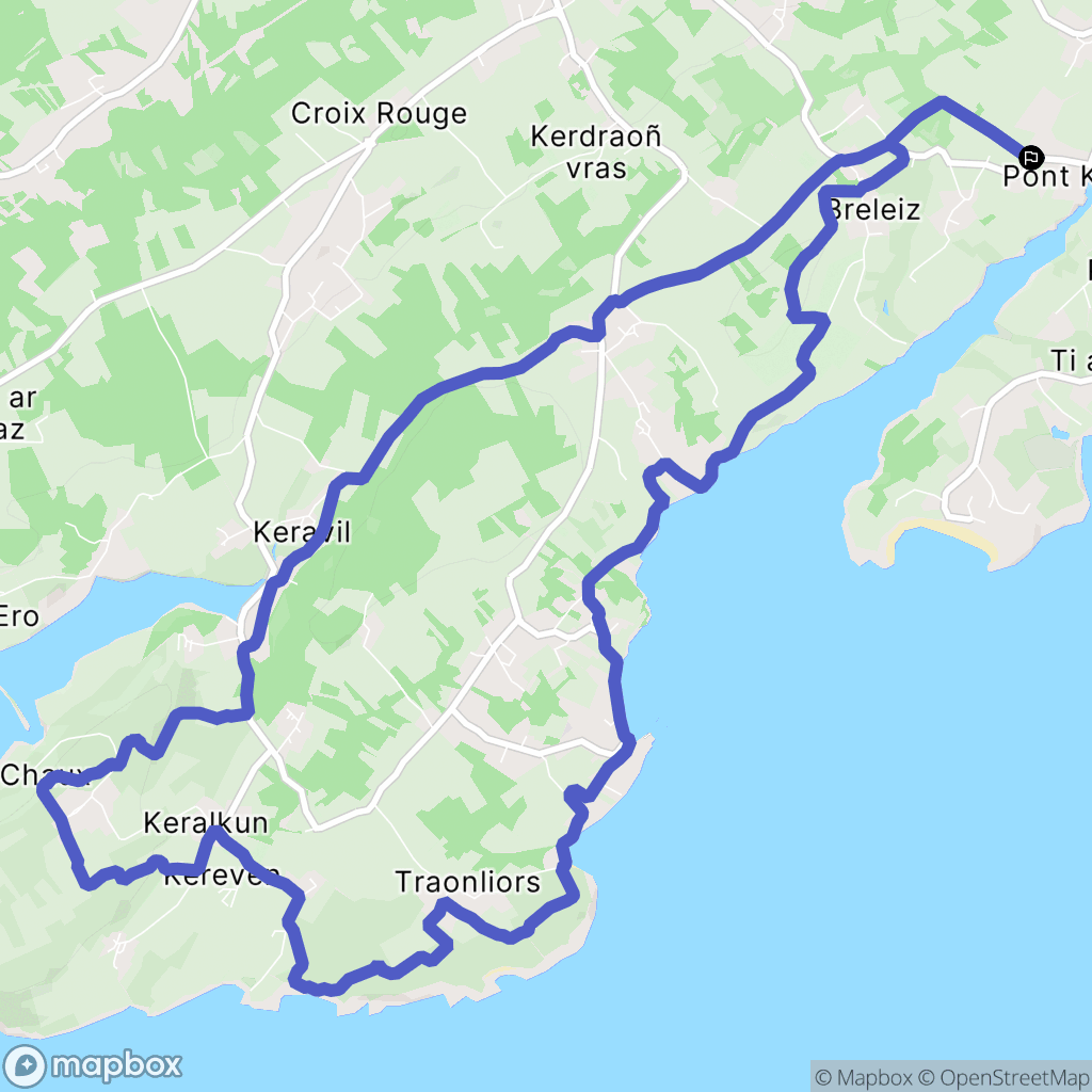 Plougastel-Daoulas : carte du parcours de randonnée - France