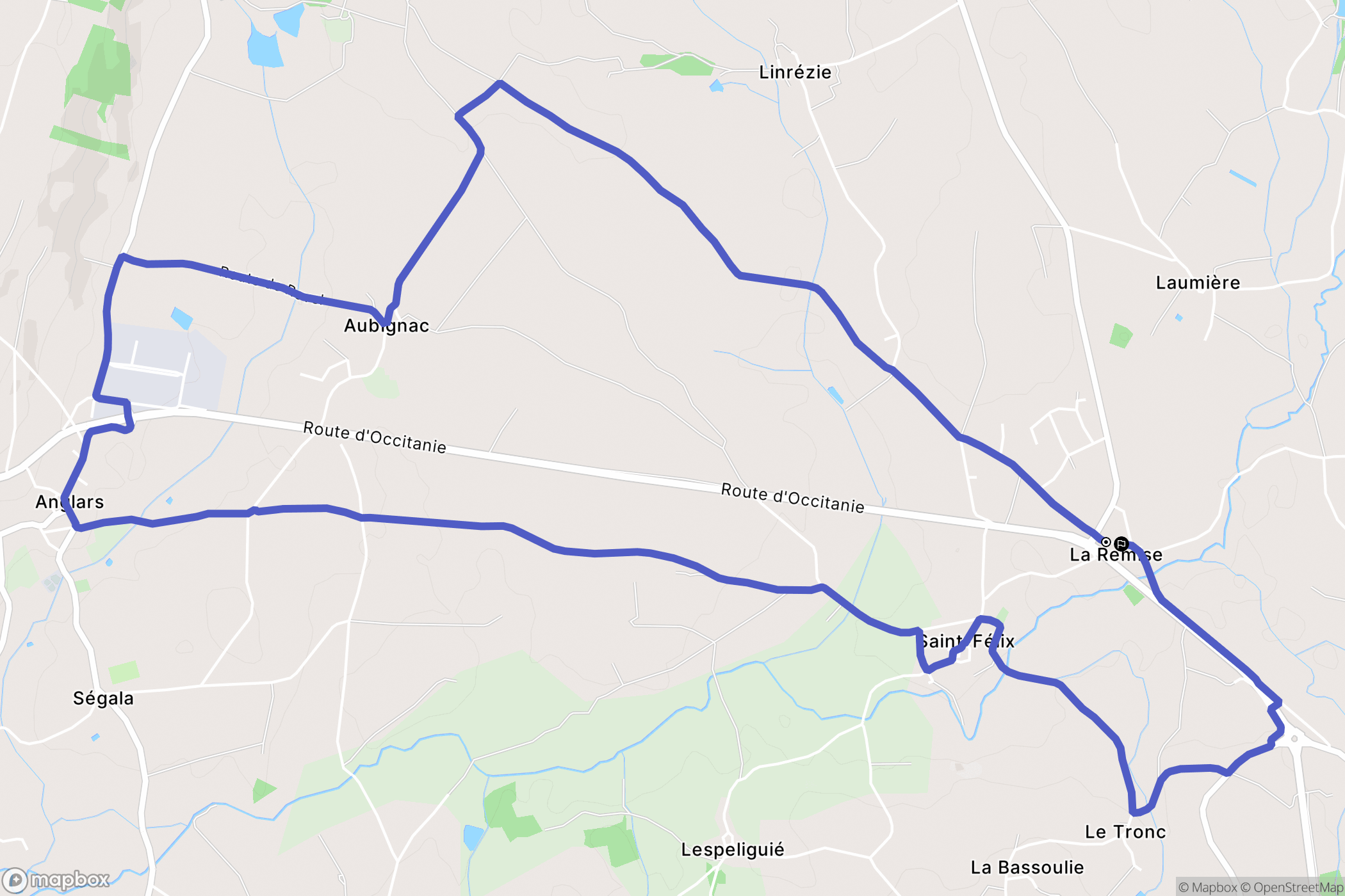 Anglars-Saint-Félix : carte du parcours de randonnée - France