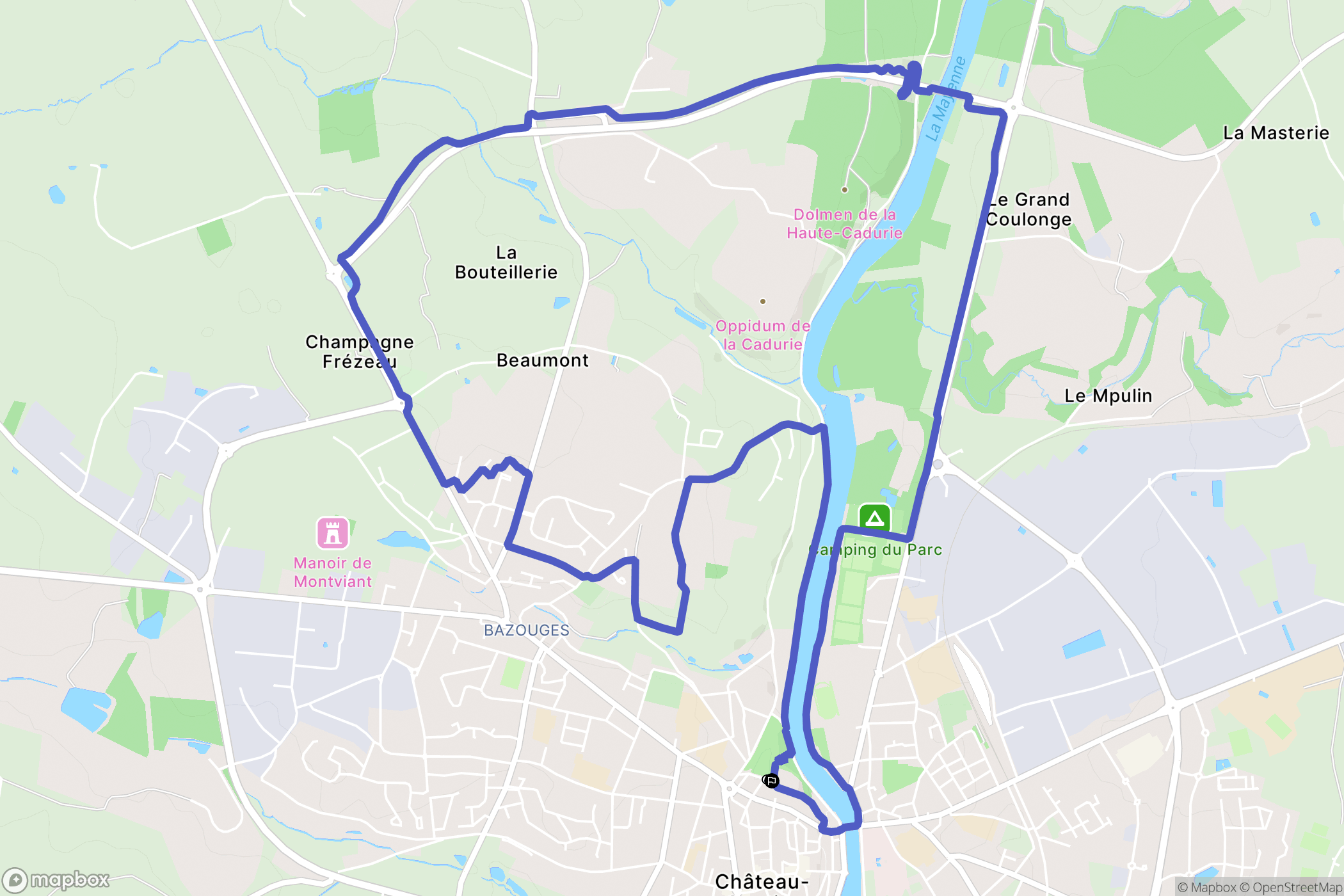 Château-Gontier-sur-Mayenne : carte du parcours de randonnée - France