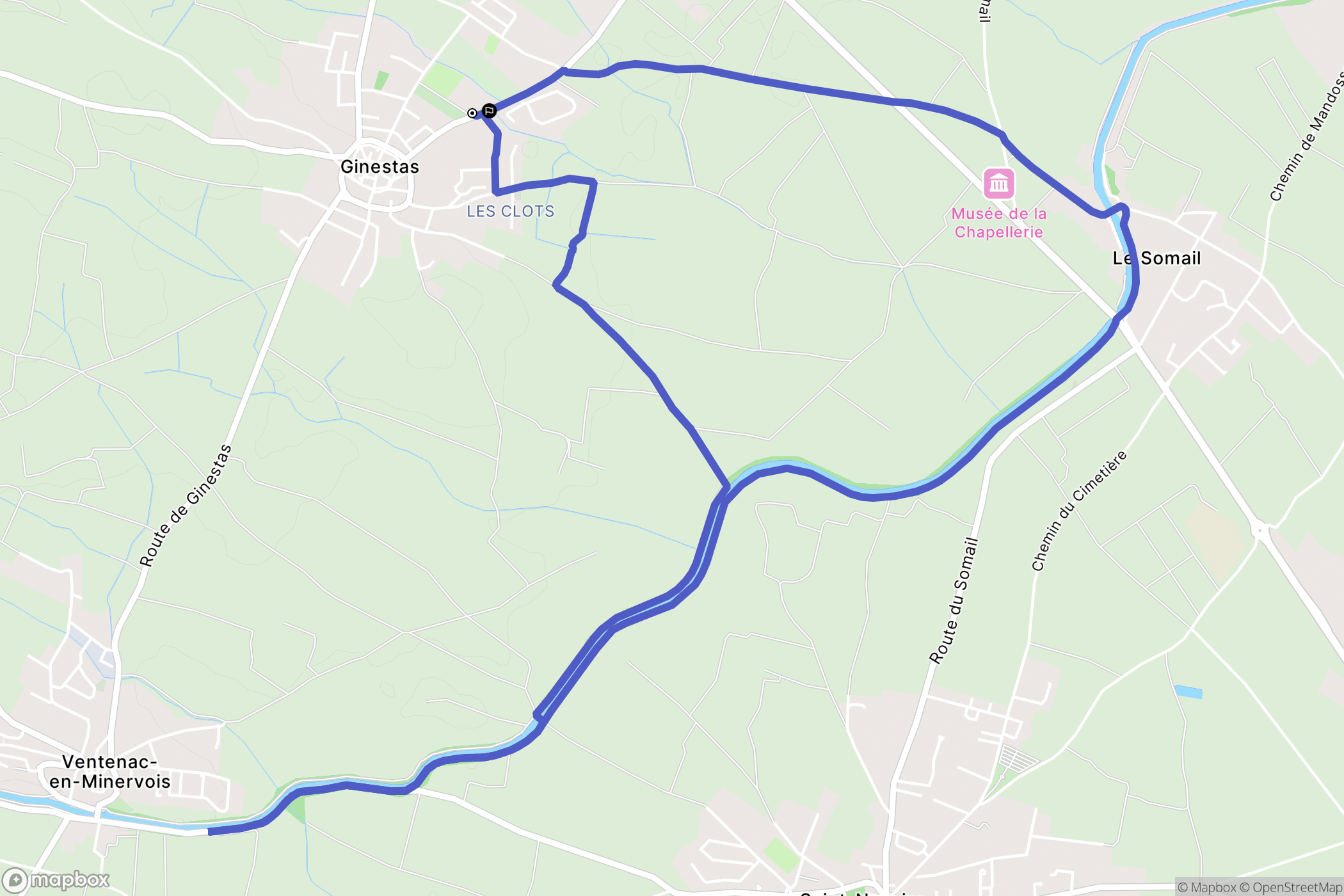 Ginestas : carte du parcours de randonnée - France