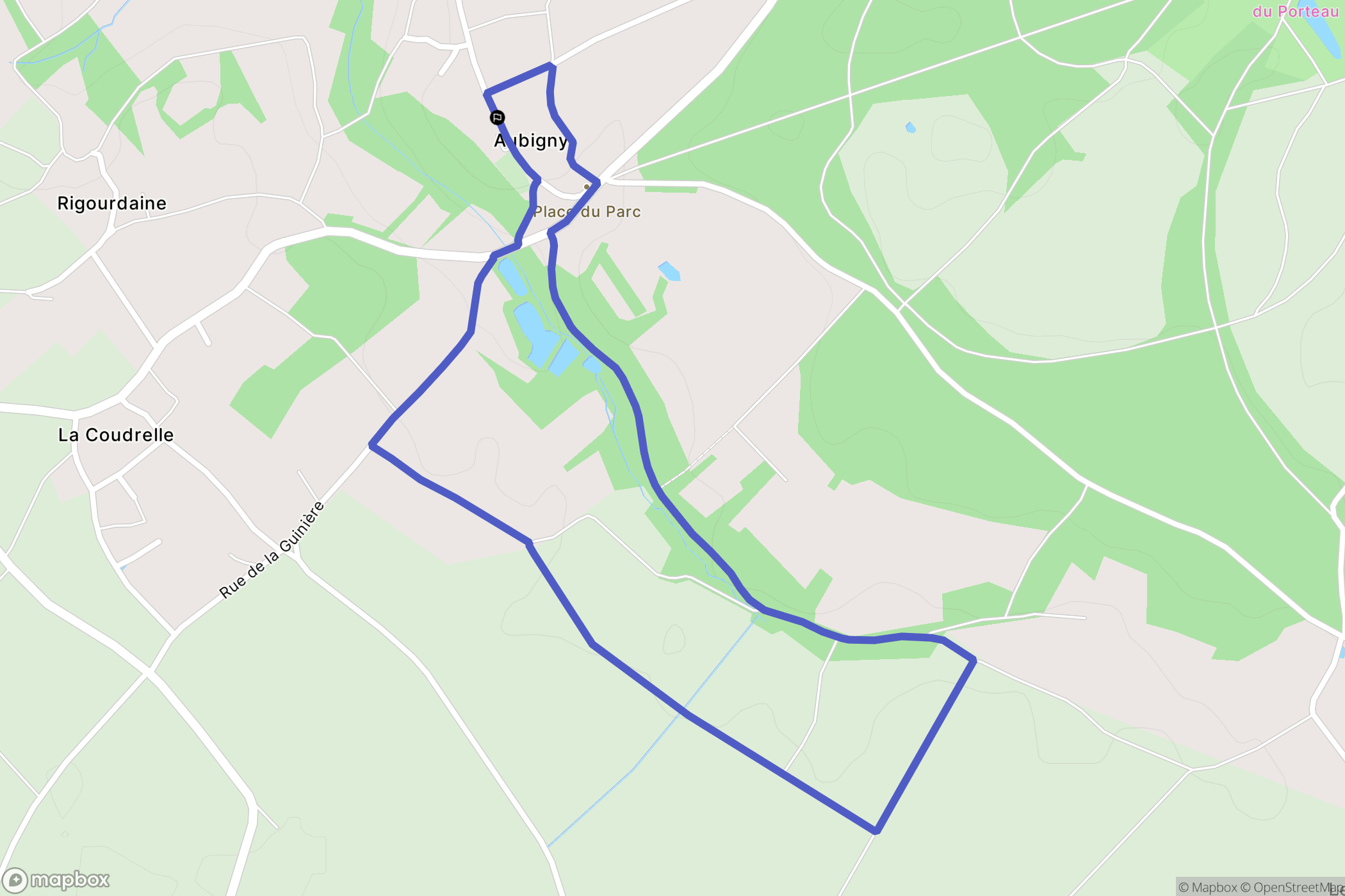 Aubigny : carte du parcours de randonnée - France
