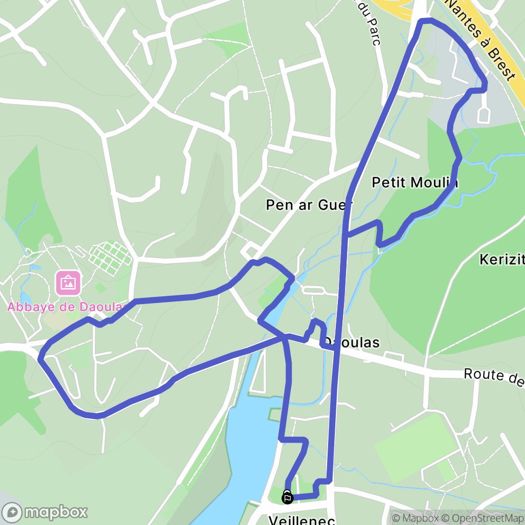 Daoulas : carte du parcours de randonnée - France