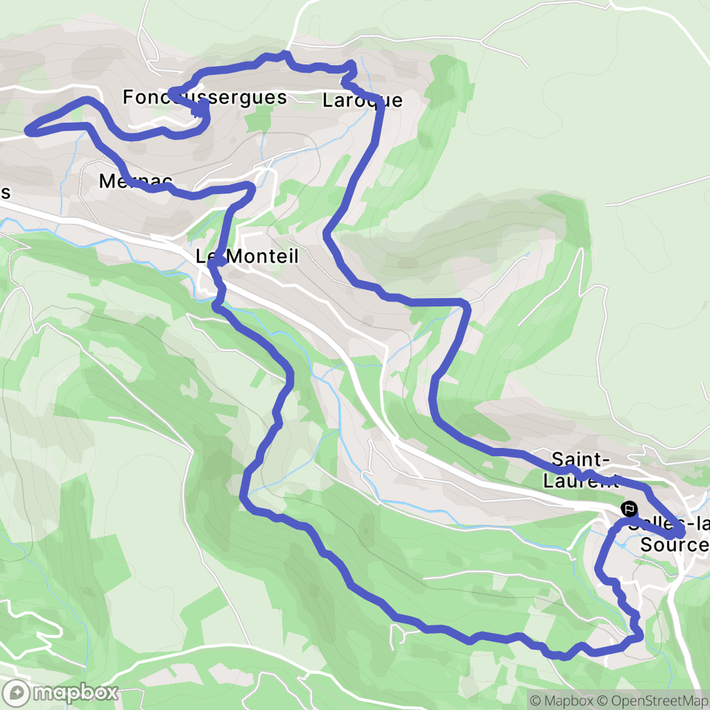 Salles-la-Source : carte du parcours de randonnée - France