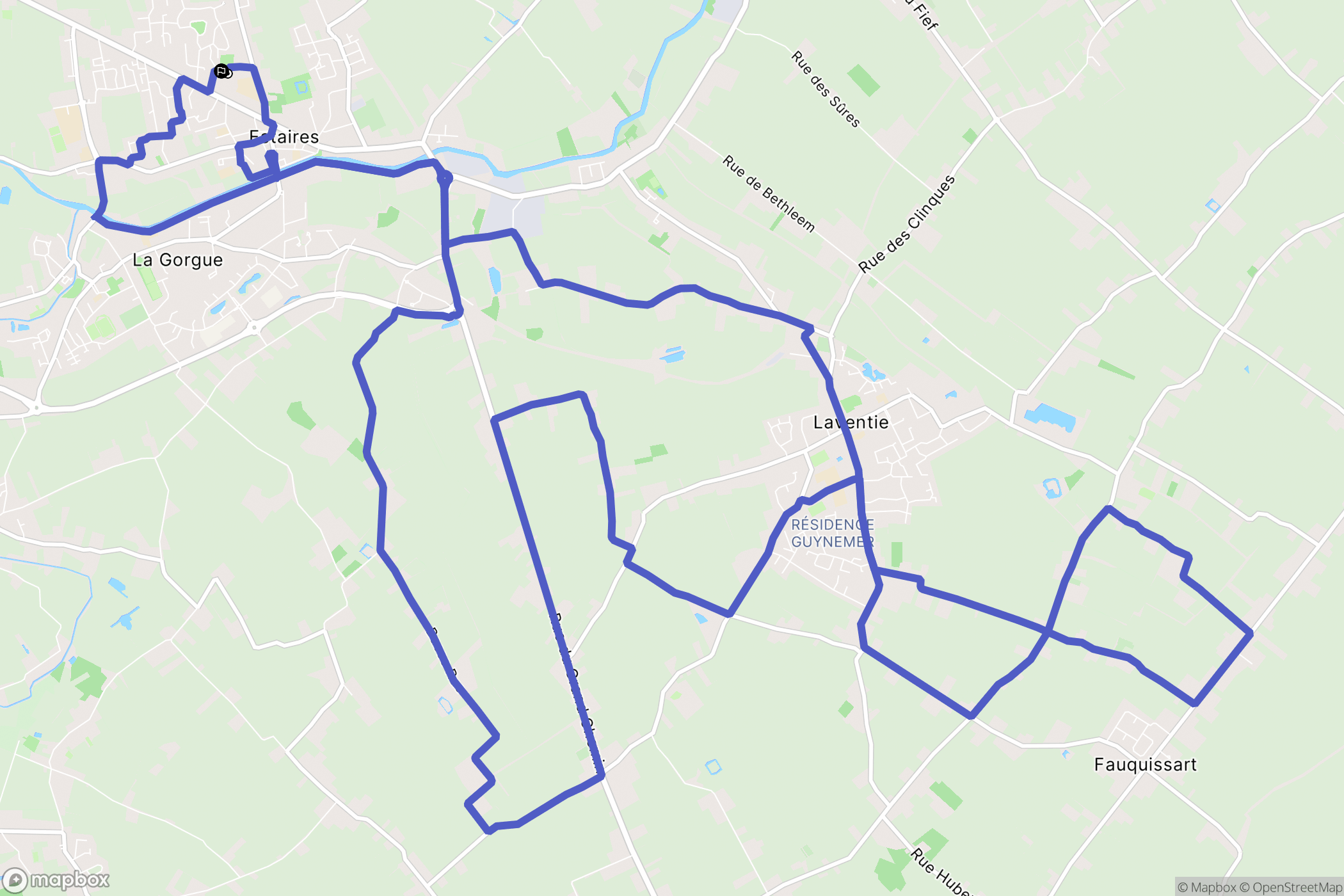 Estaires : carte du parcours de randonnée - France