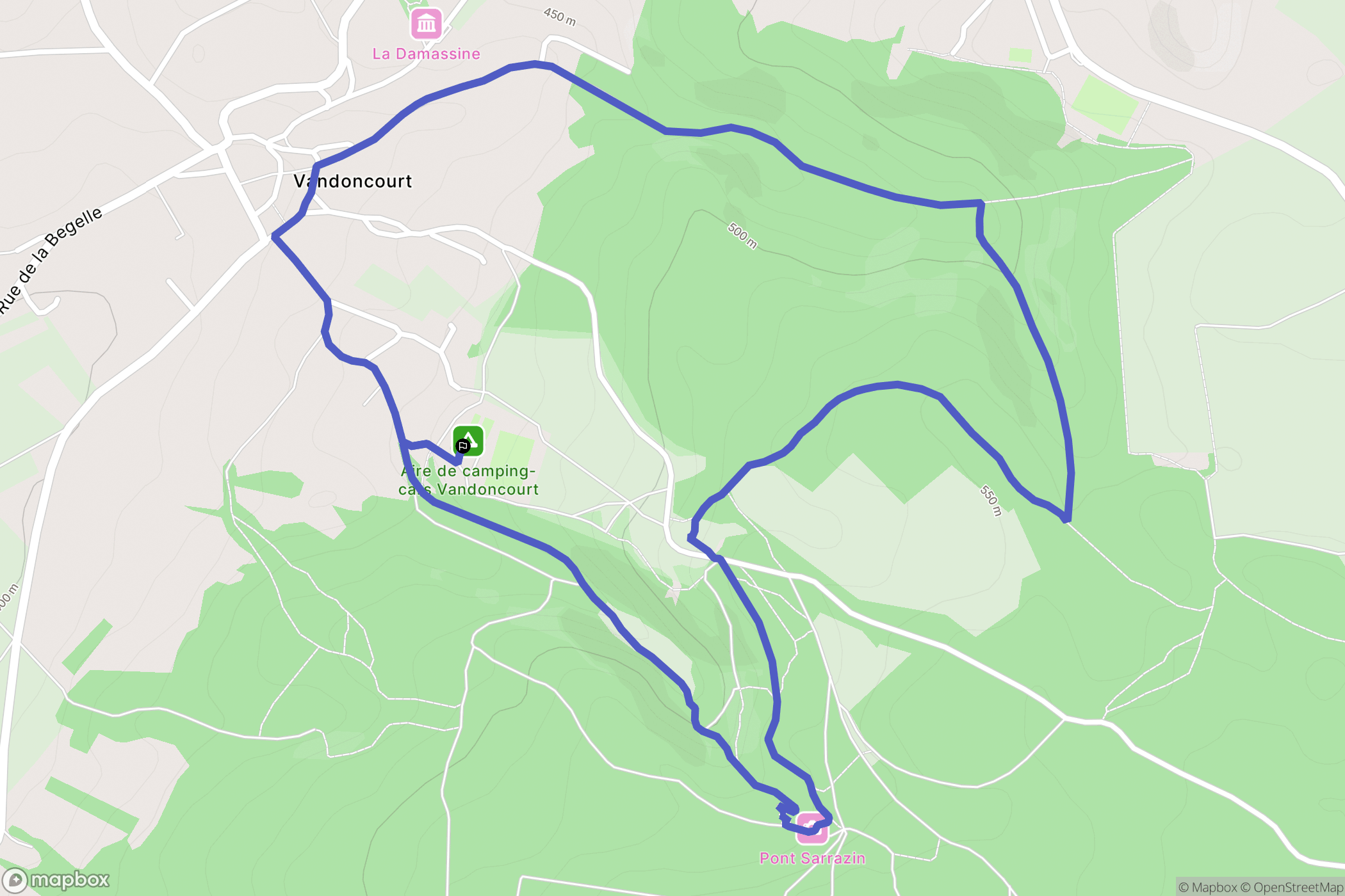 Vandoncourt : carte du parcours de randonnée - France