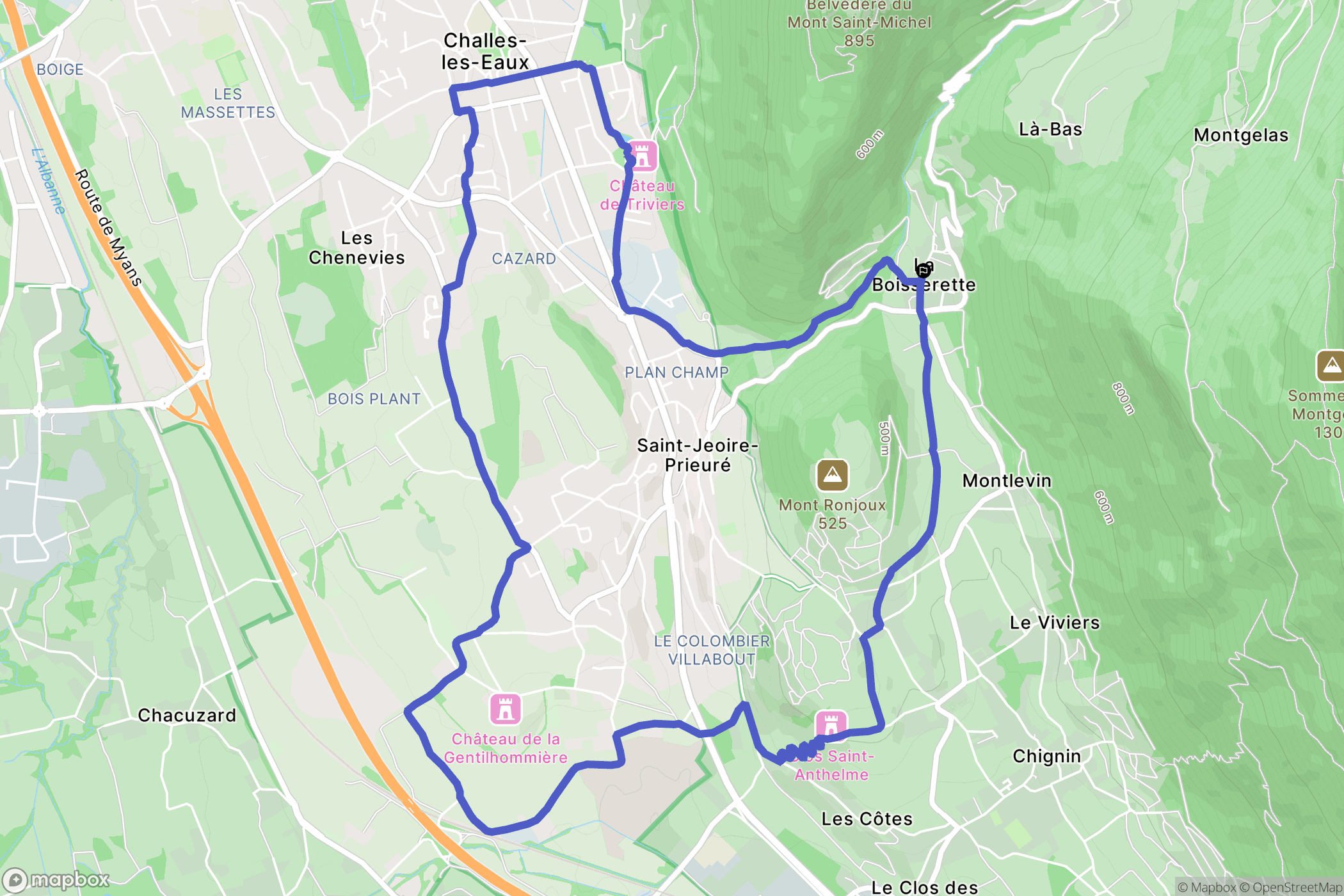 Saint-Jeoire-Prieuré : carte du parcours de randonnée - France