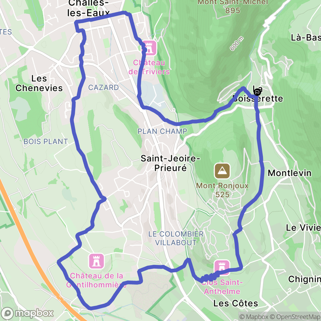 Saint-Jeoire-Prieuré : carte du parcours de randonnée - France
