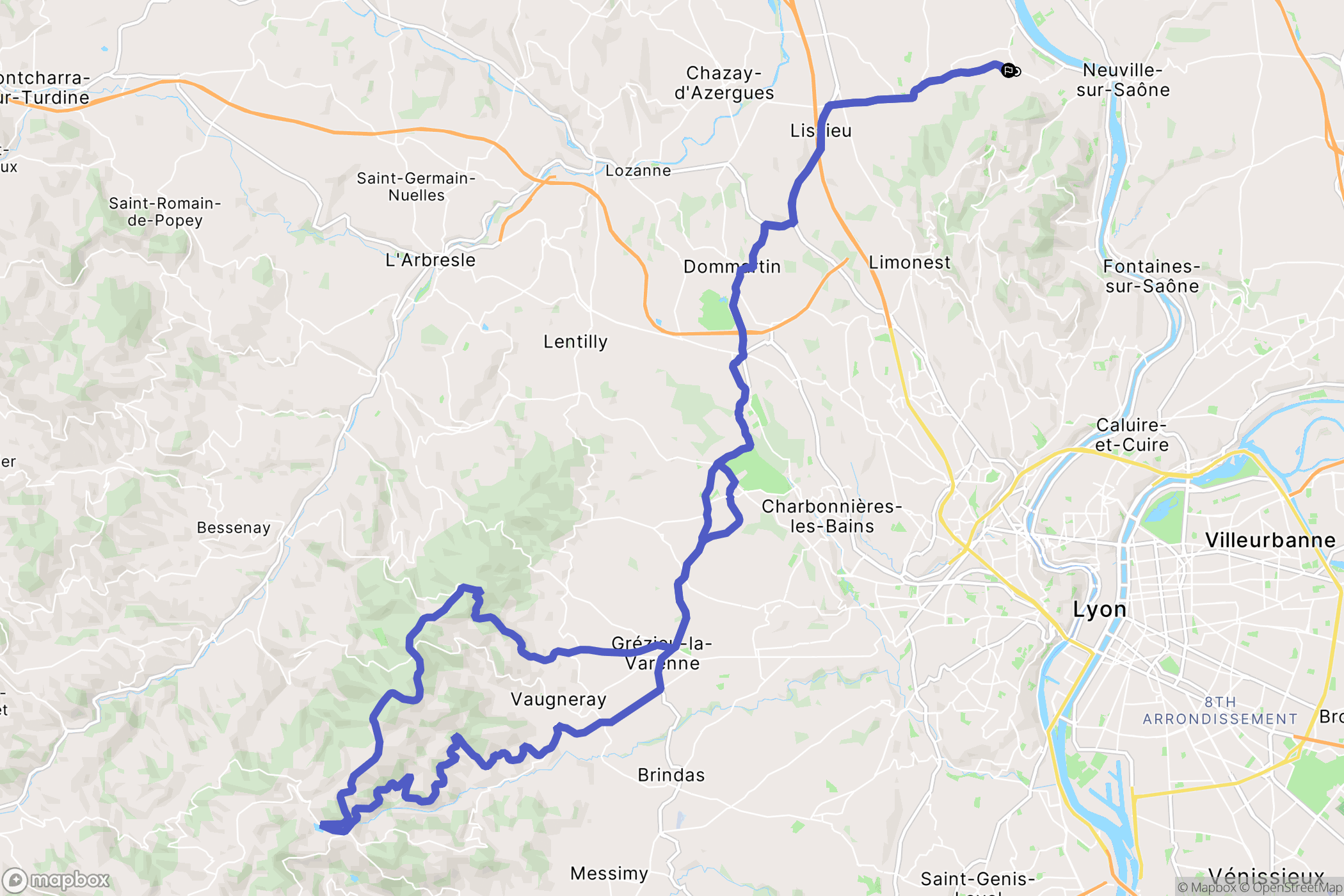 Saint-Germain-au-Mont-d'Or : carte du parcours de randonnée - France
