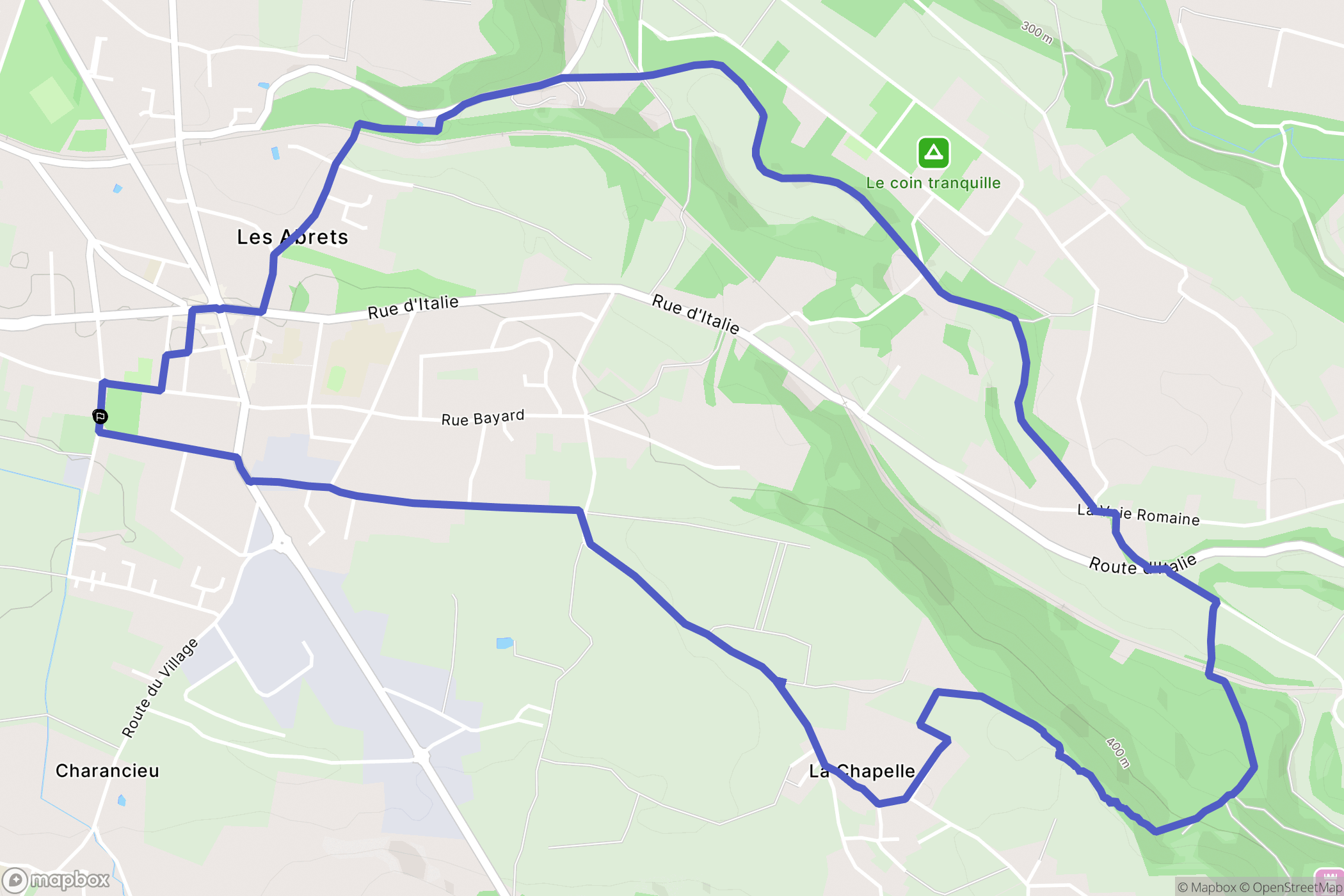 Les Abrets en Dauphiné : carte du parcours de randonnée - France