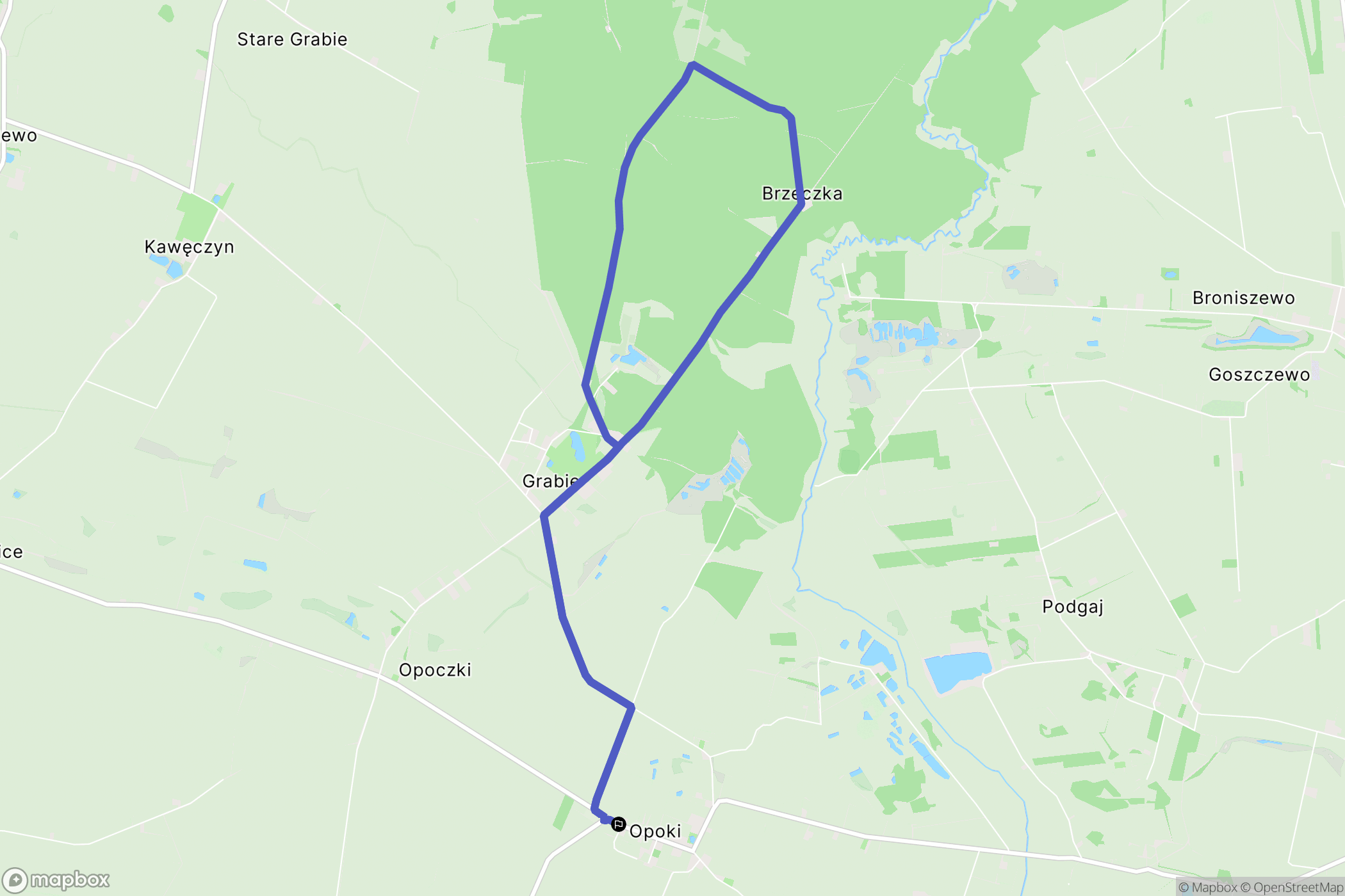 Opoki: mapa trasy - Poland