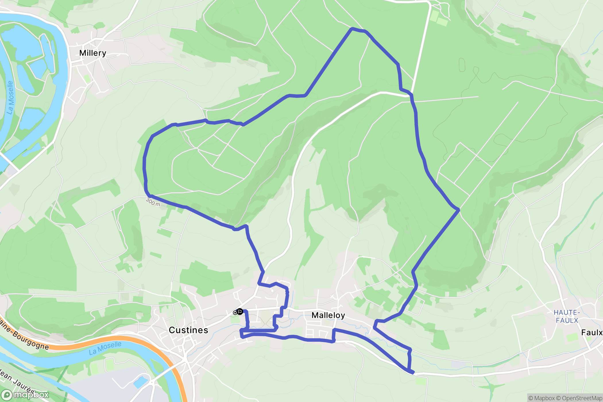 Custines : carte du parcours de randonnée - France