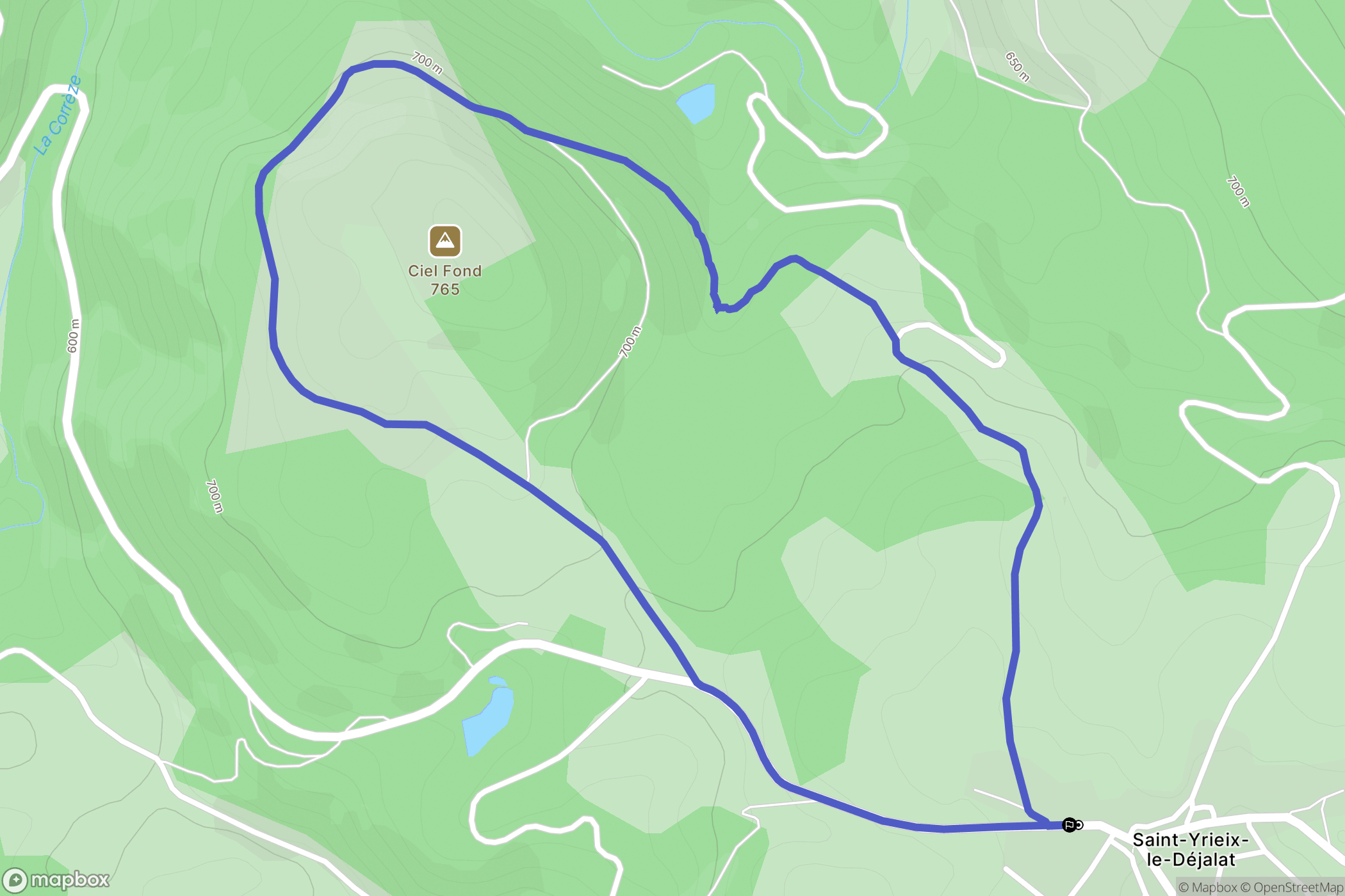 Saint-Yrieix-le-Déjalat : carte du parcours de randonnée - France