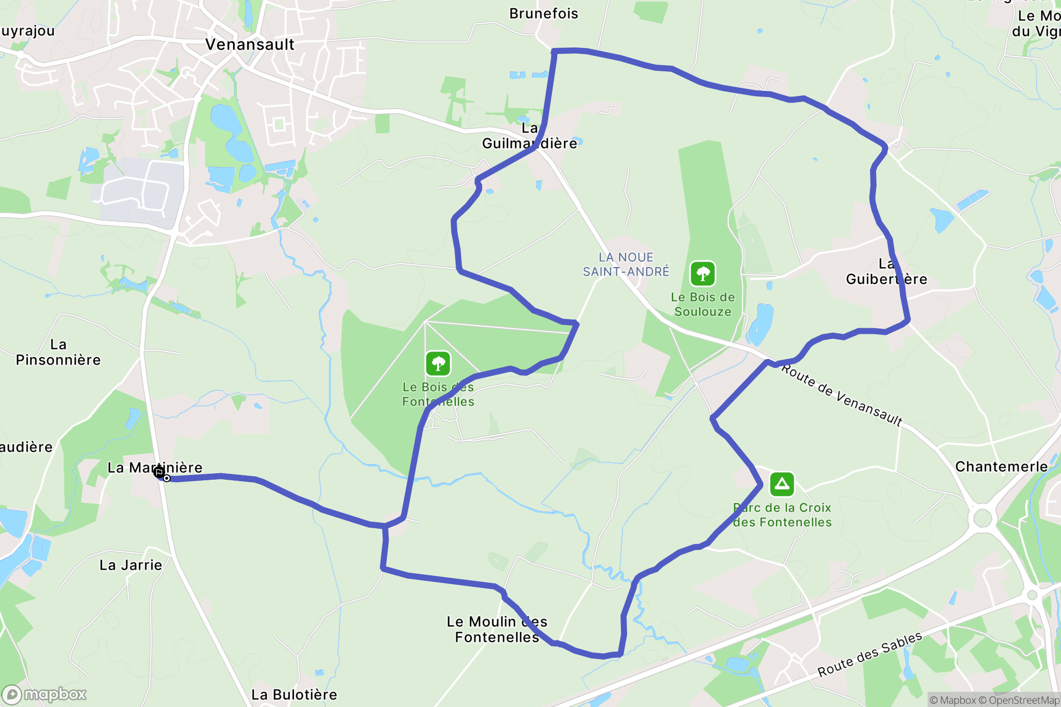 Venansault : carte du parcours de randonnée - France
