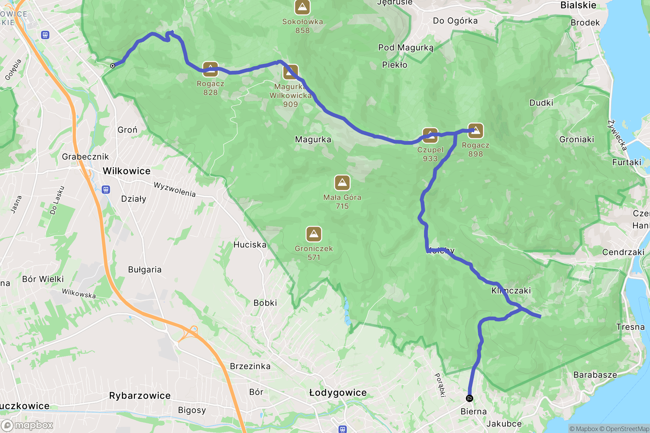 Bielsko-Biała: mapa trasy - Poland
