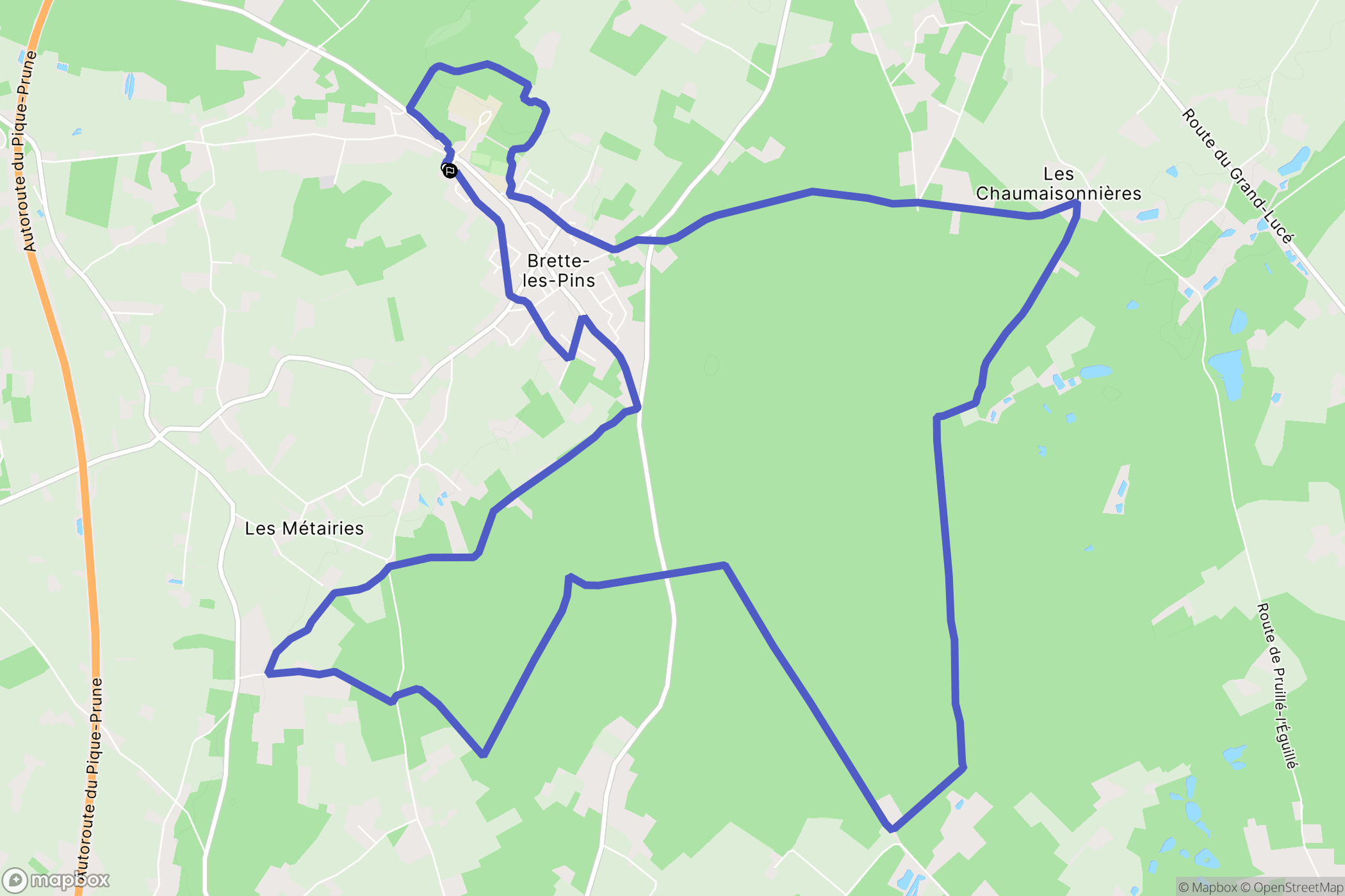 Brette-les-Pins : carte du parcours de randonnée - France