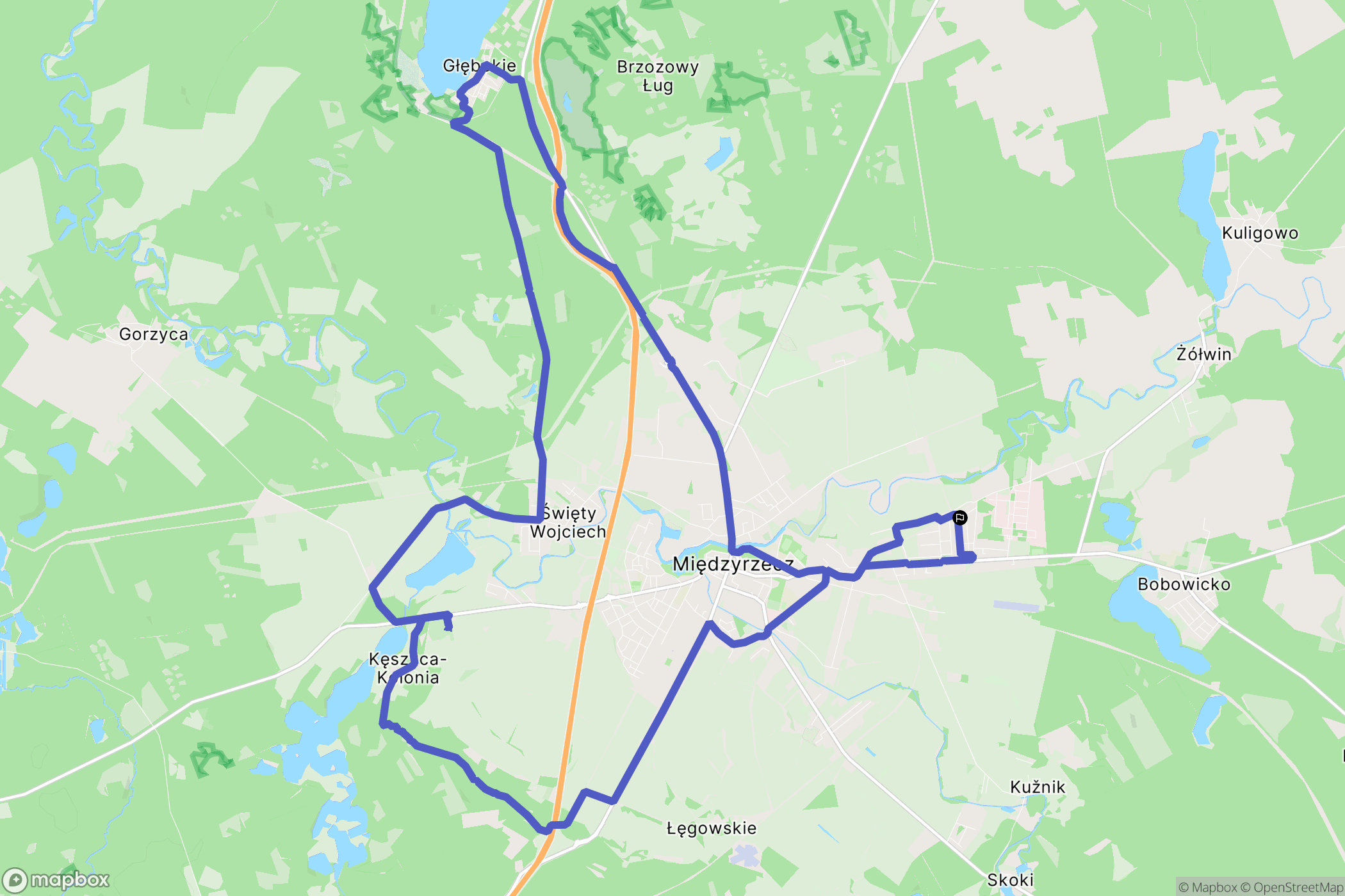 Międzyrzecz: mapa trasy - Poland