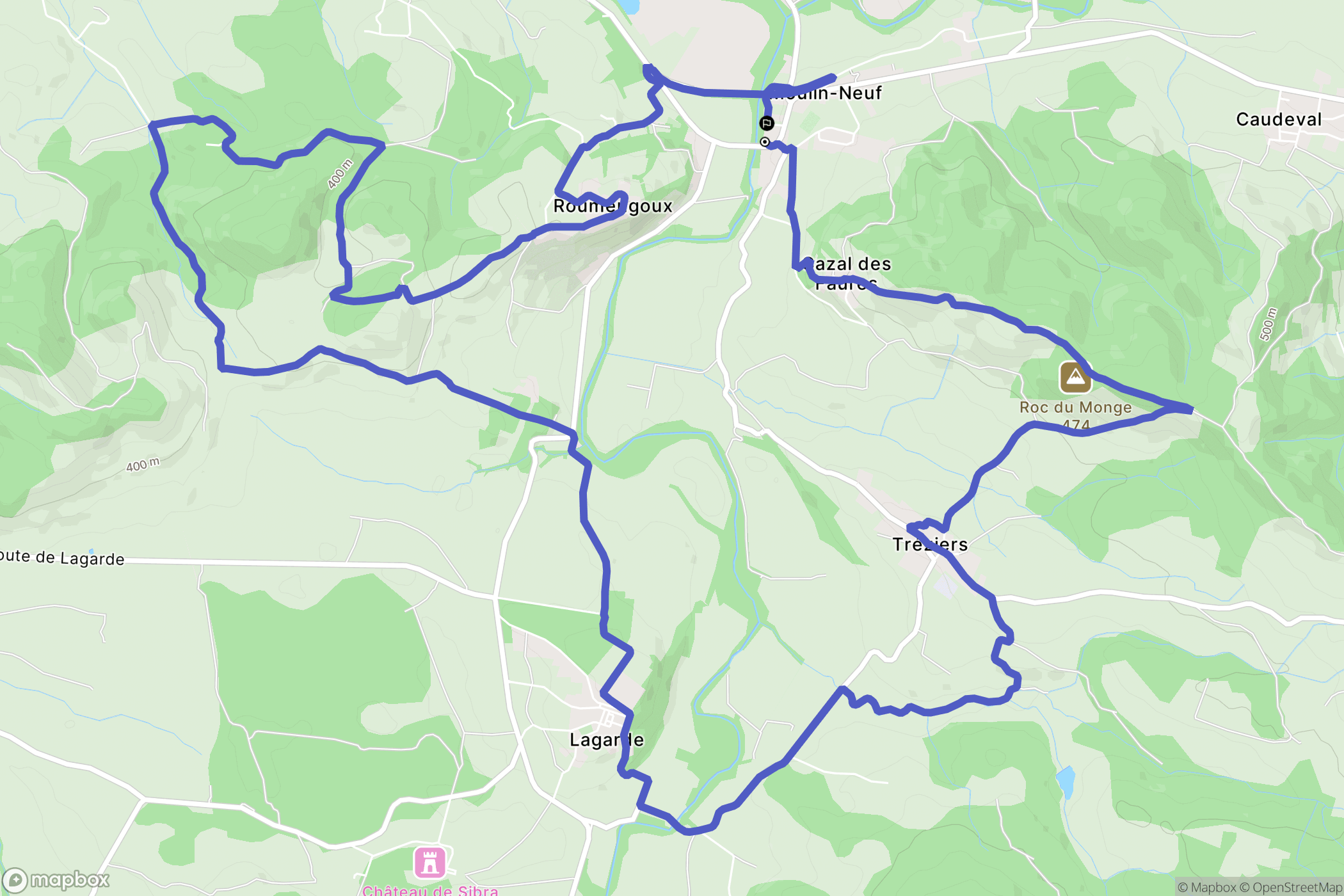 Moulin-Neuf : carte du parcours de randonnée - France