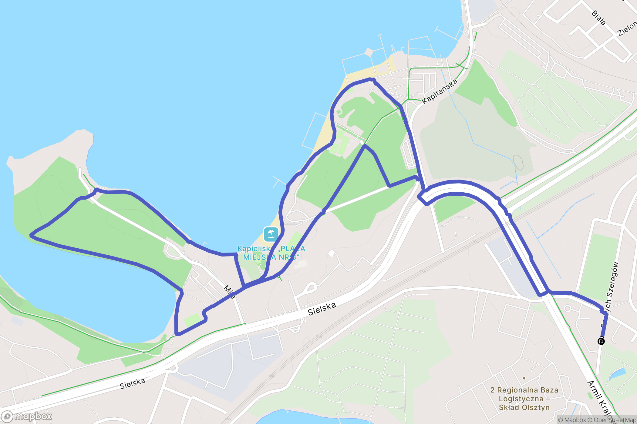 Olsztyn: mapa trasy - Poland