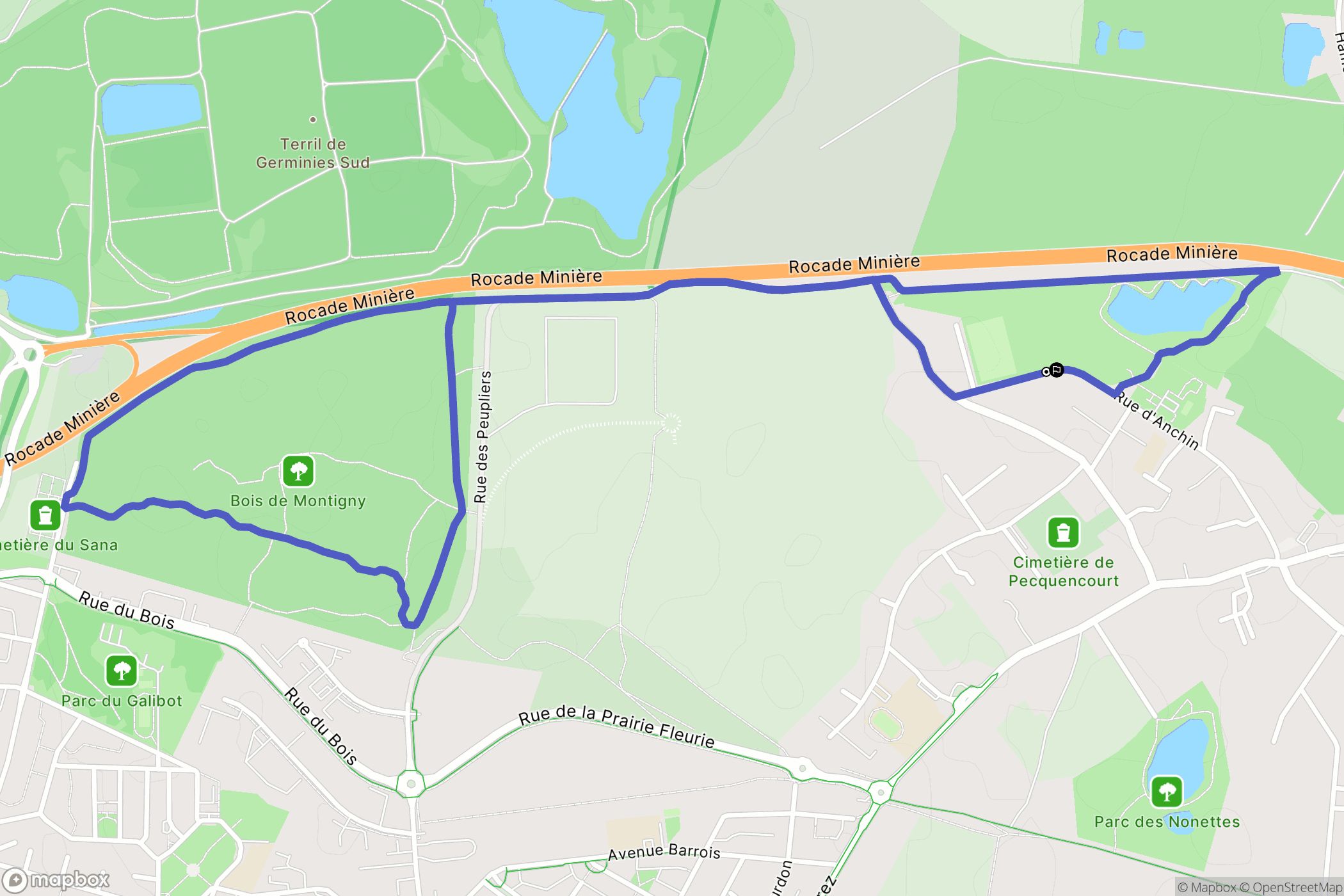 Pecquencourt : carte du parcours de randonnée - France