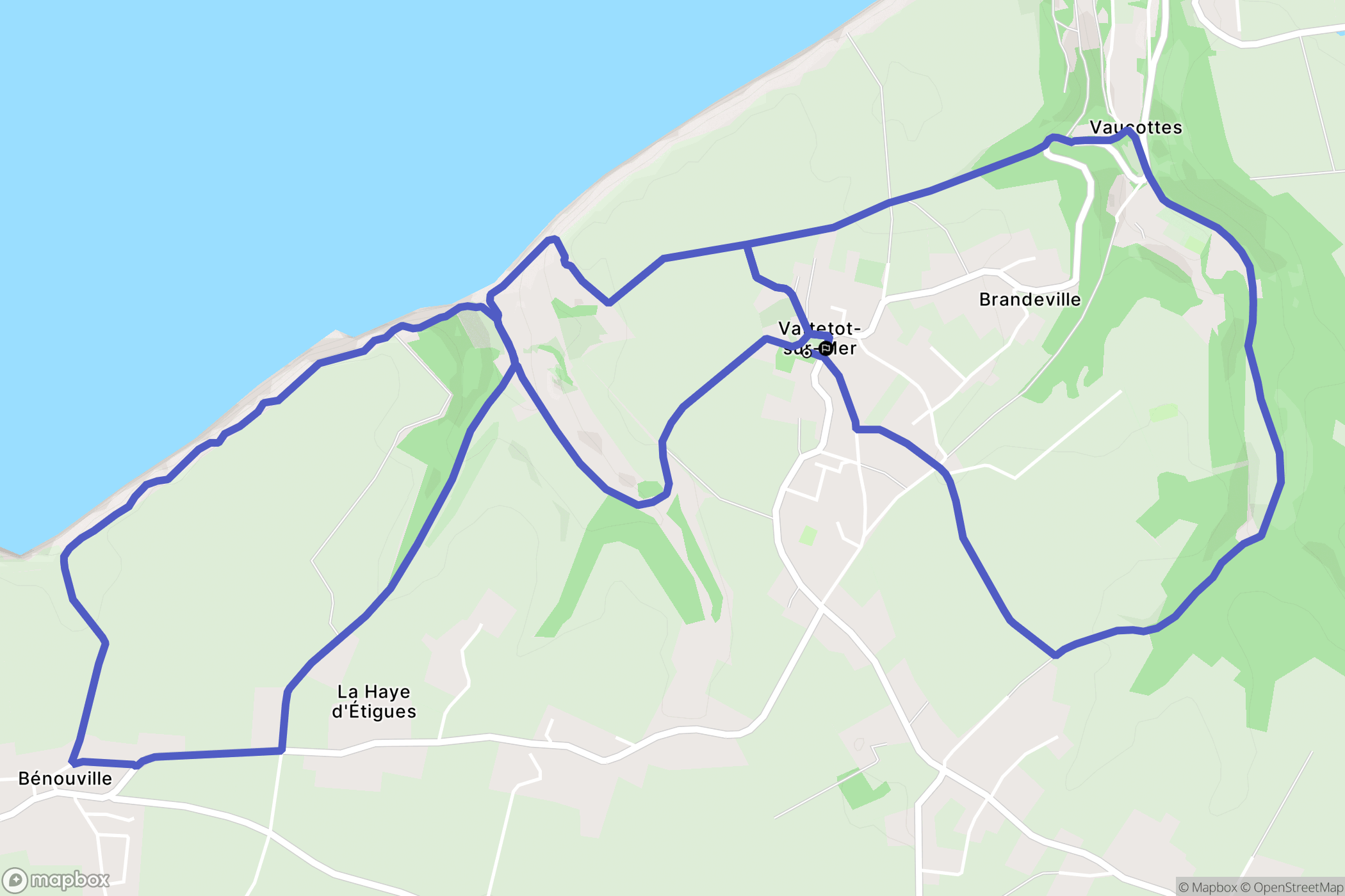 Vattetot-sur-Mer : carte du parcours de randonnée - France