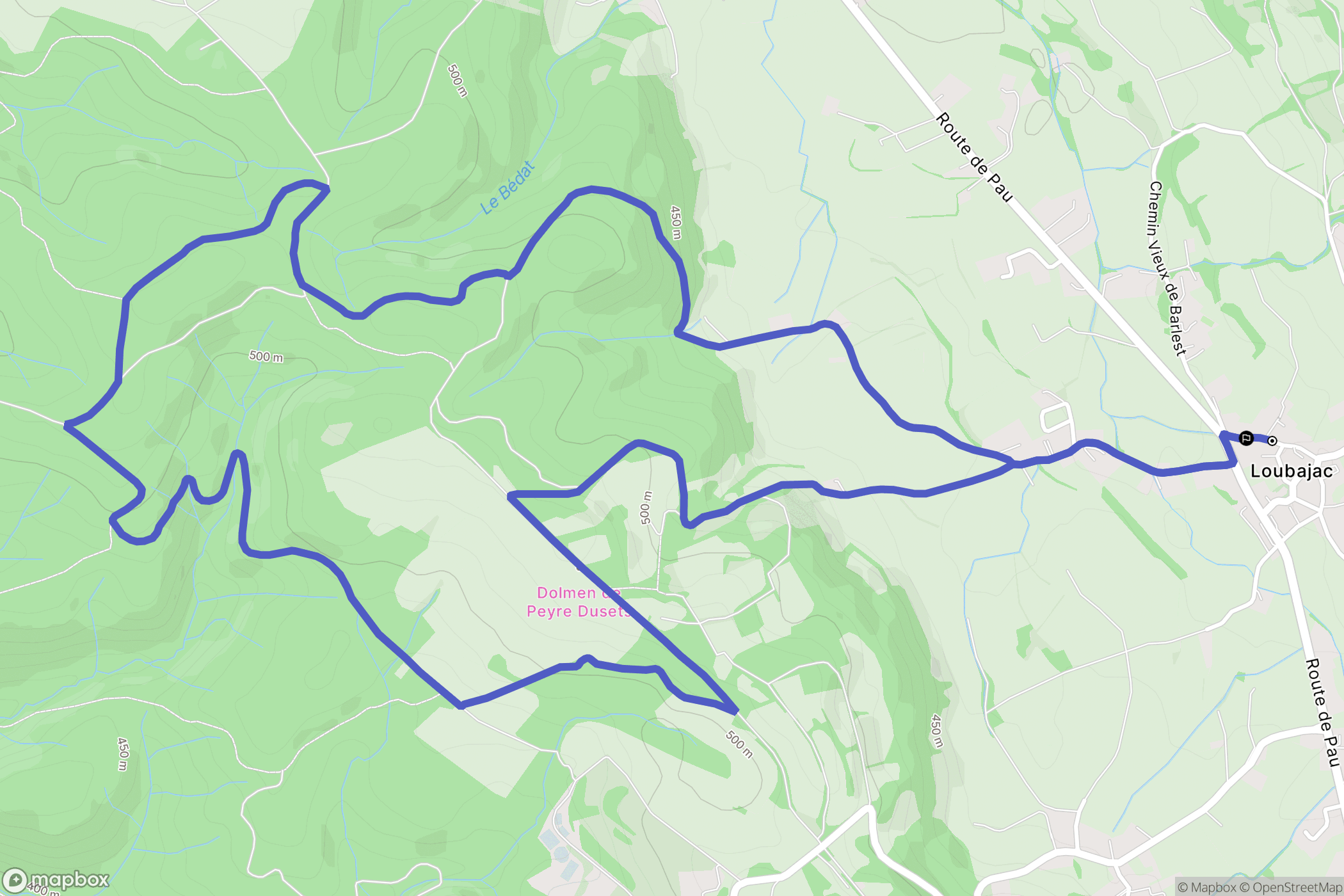 Loubajac : carte du parcours de randonnée - France