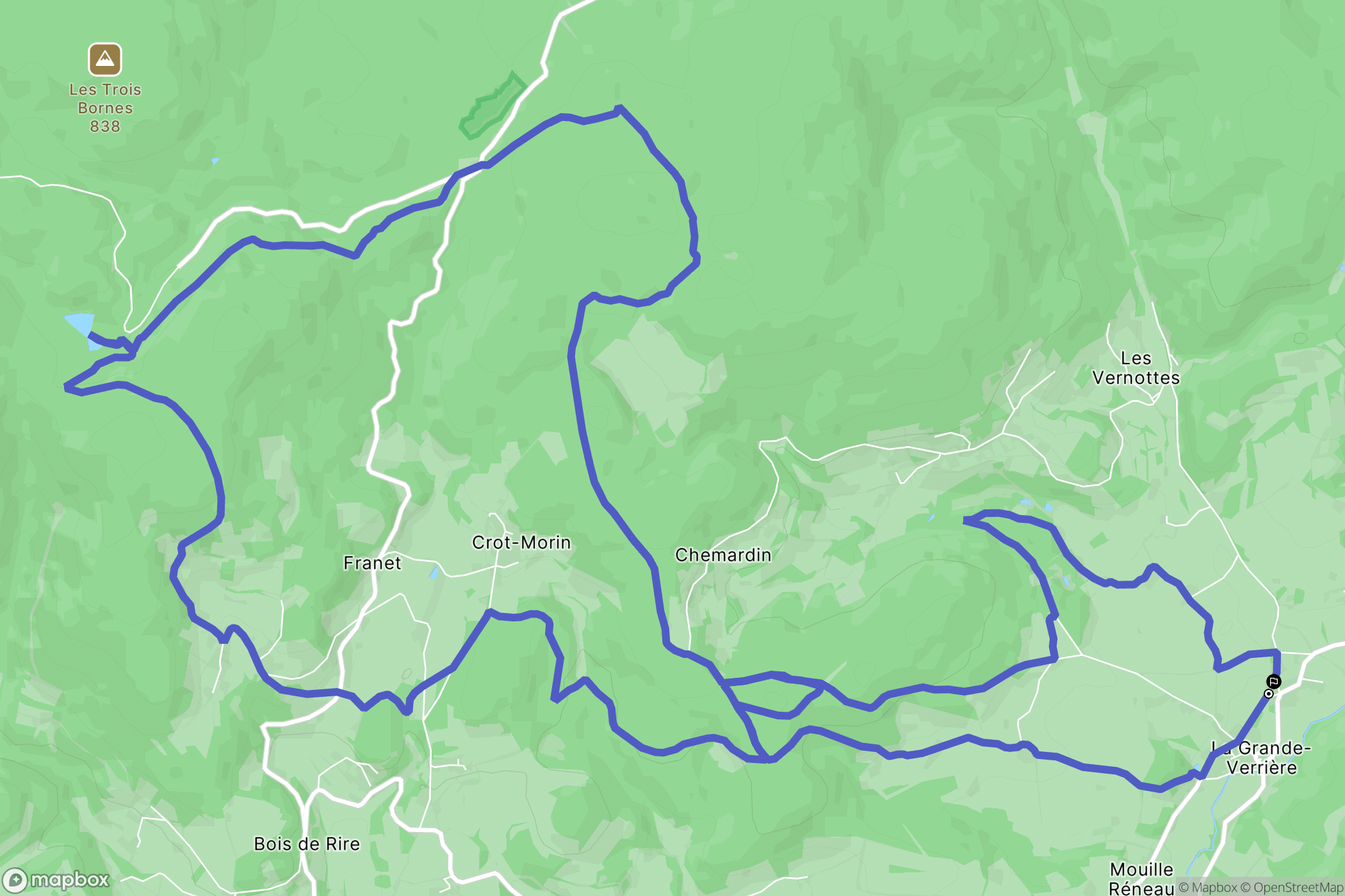 La Grande-Verrière : carte du parcours de randonnée - France