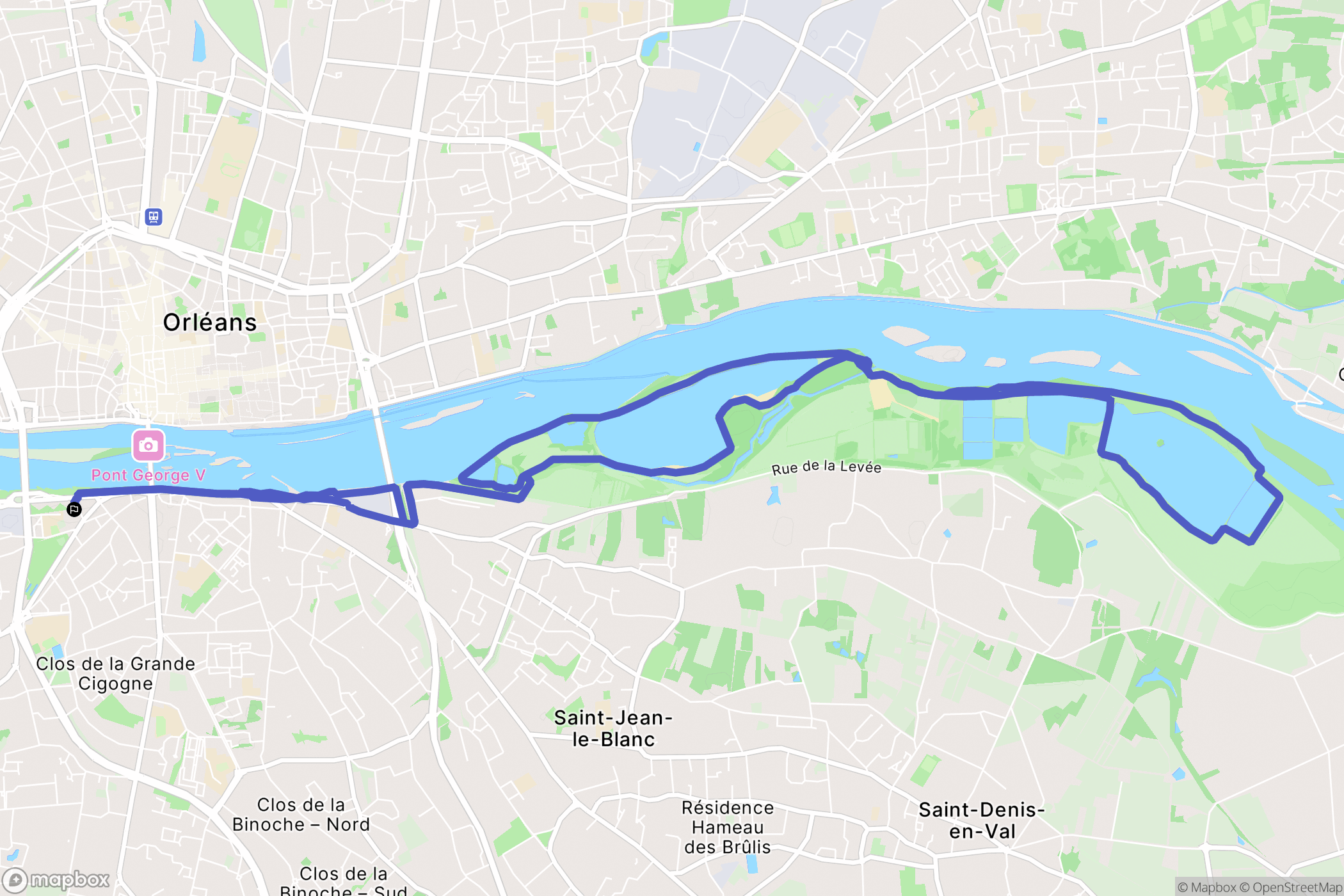 Orléans : carte du parcours de randonnée - France