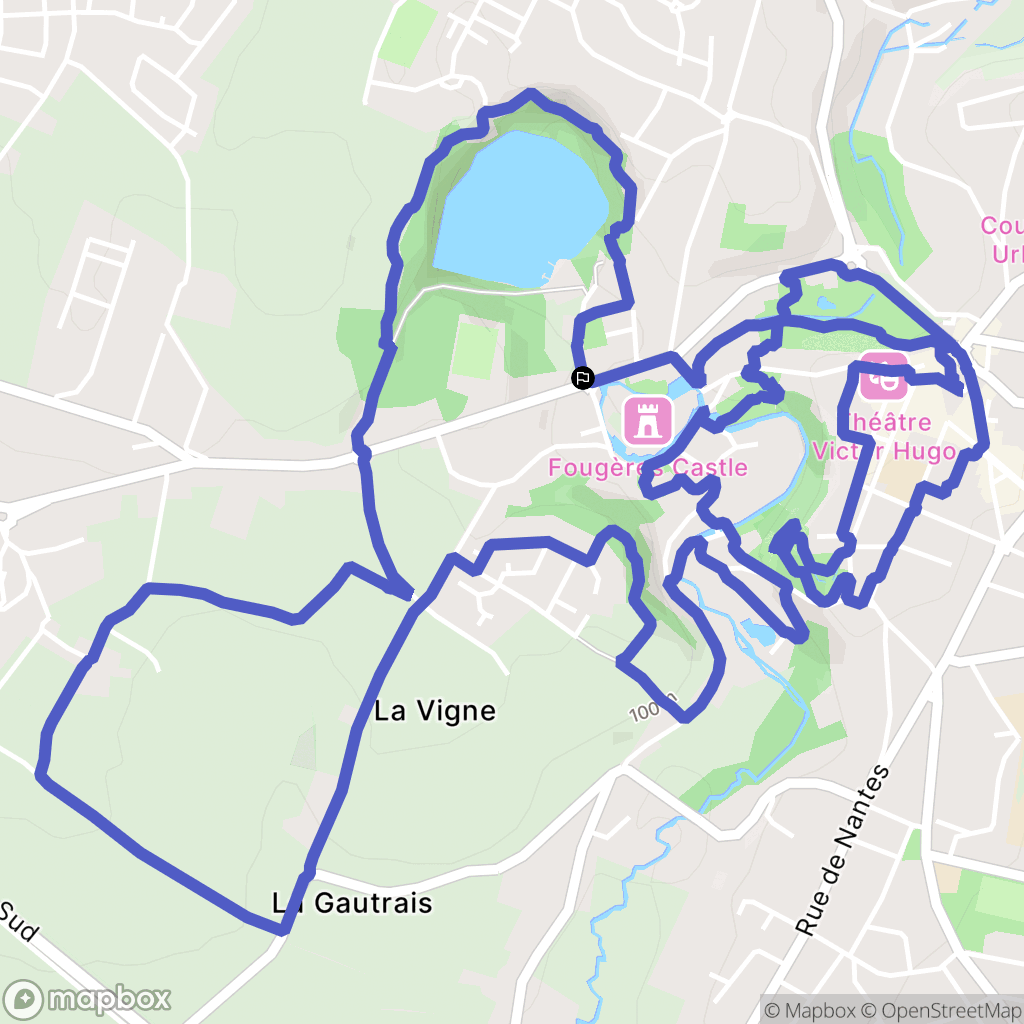 Fougères : carte du parcours de randonnée - France