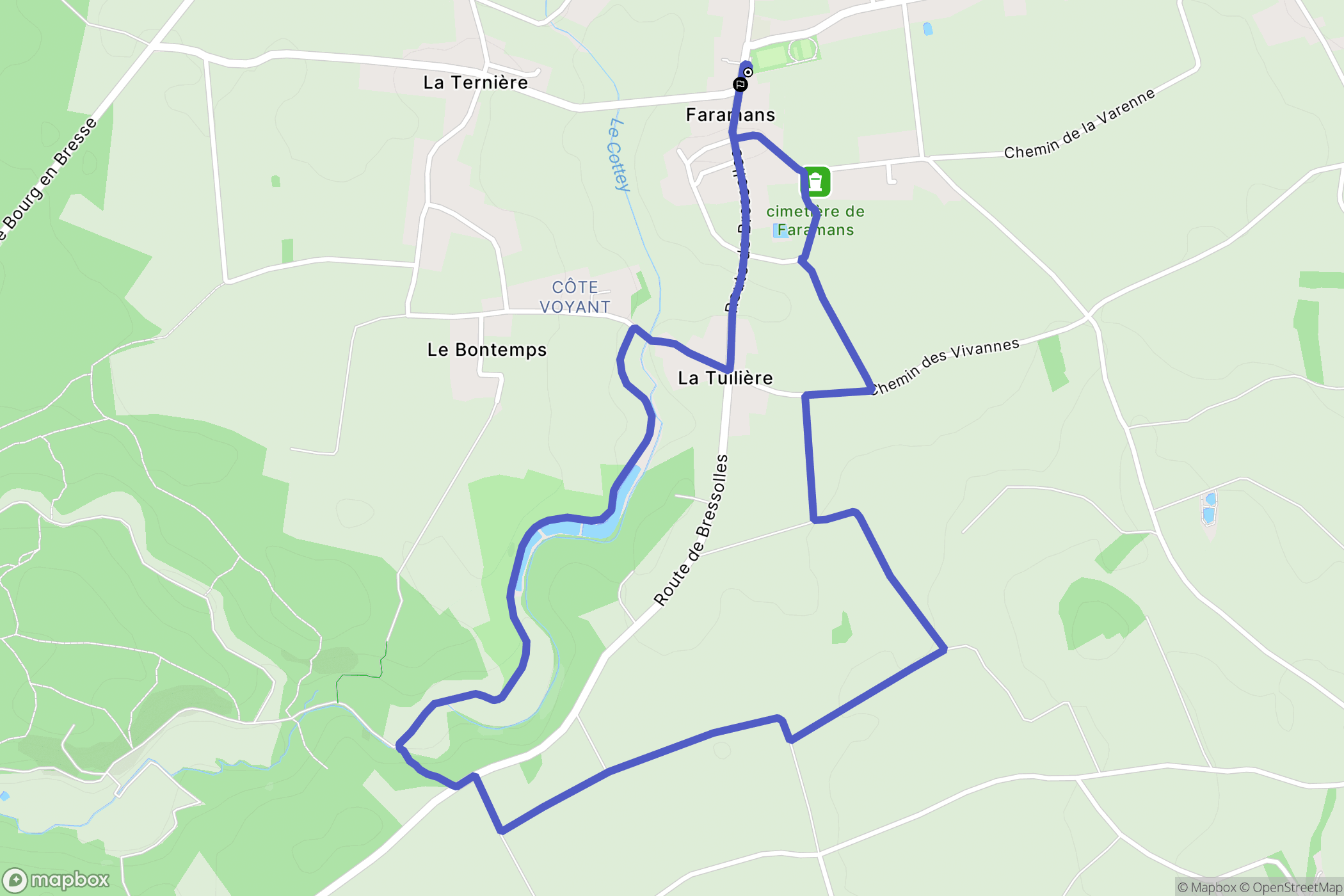 Faramans : carte du parcours de randonnée - France