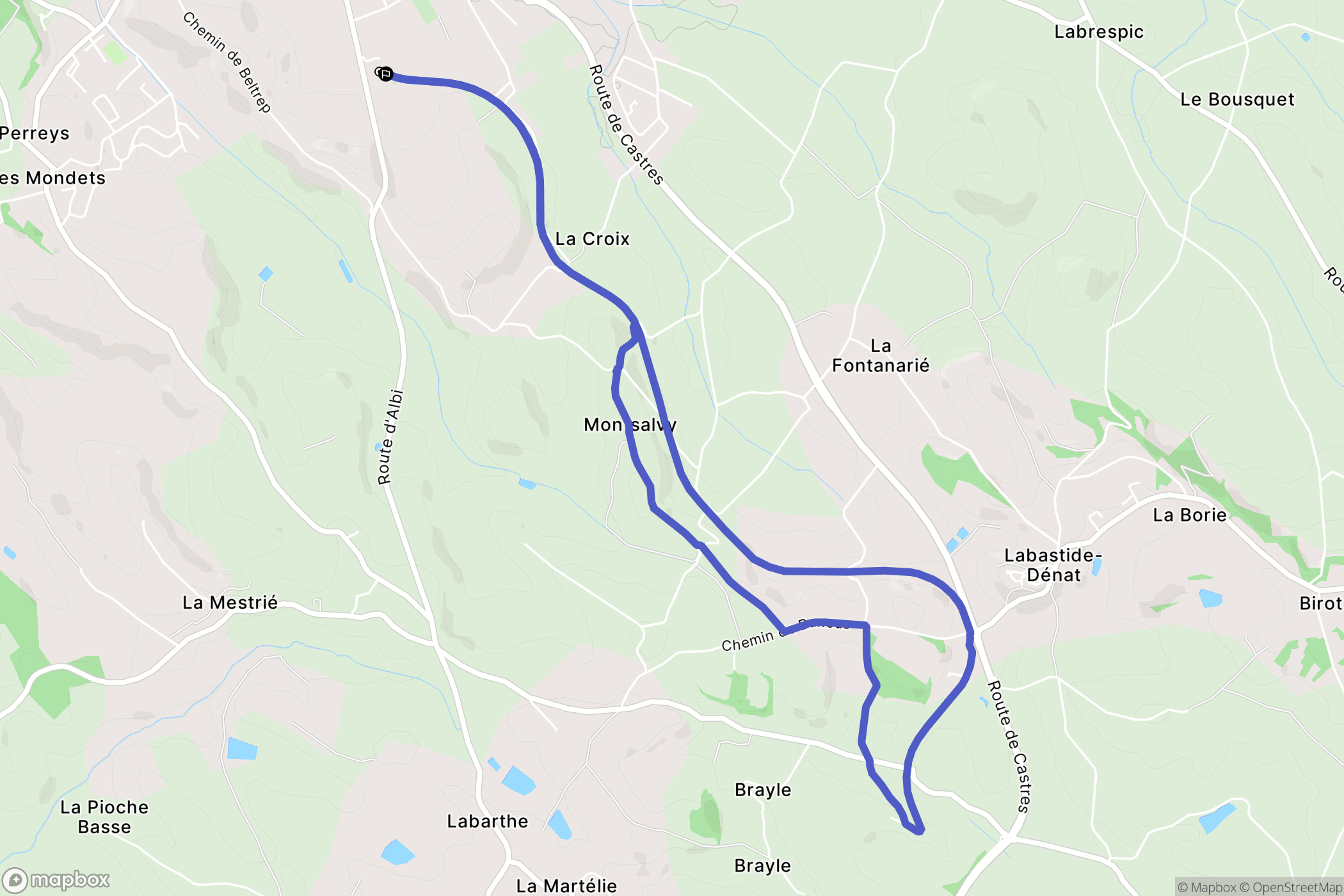 Puygouzon : carte du parcours de randonnée - France