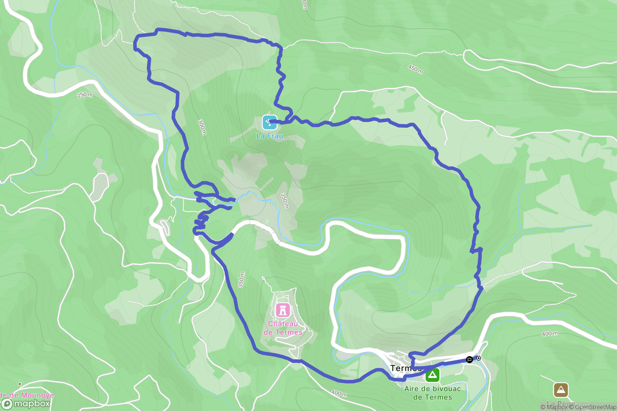 Termes : carte du parcours de randonnée - France