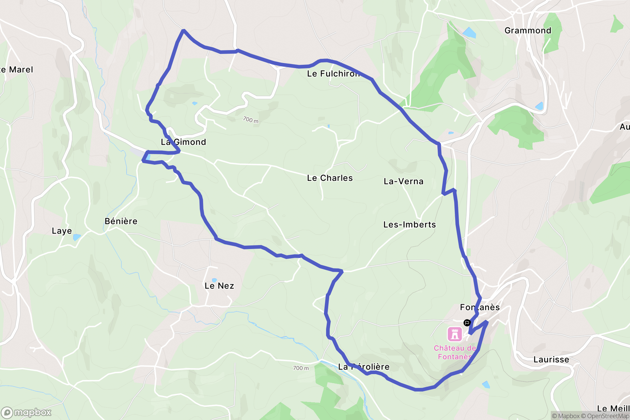 Fontanes : carte du parcours de randonnée - France