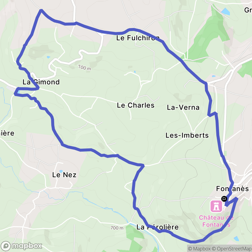 Fontanes : carte du parcours de randonnée - France