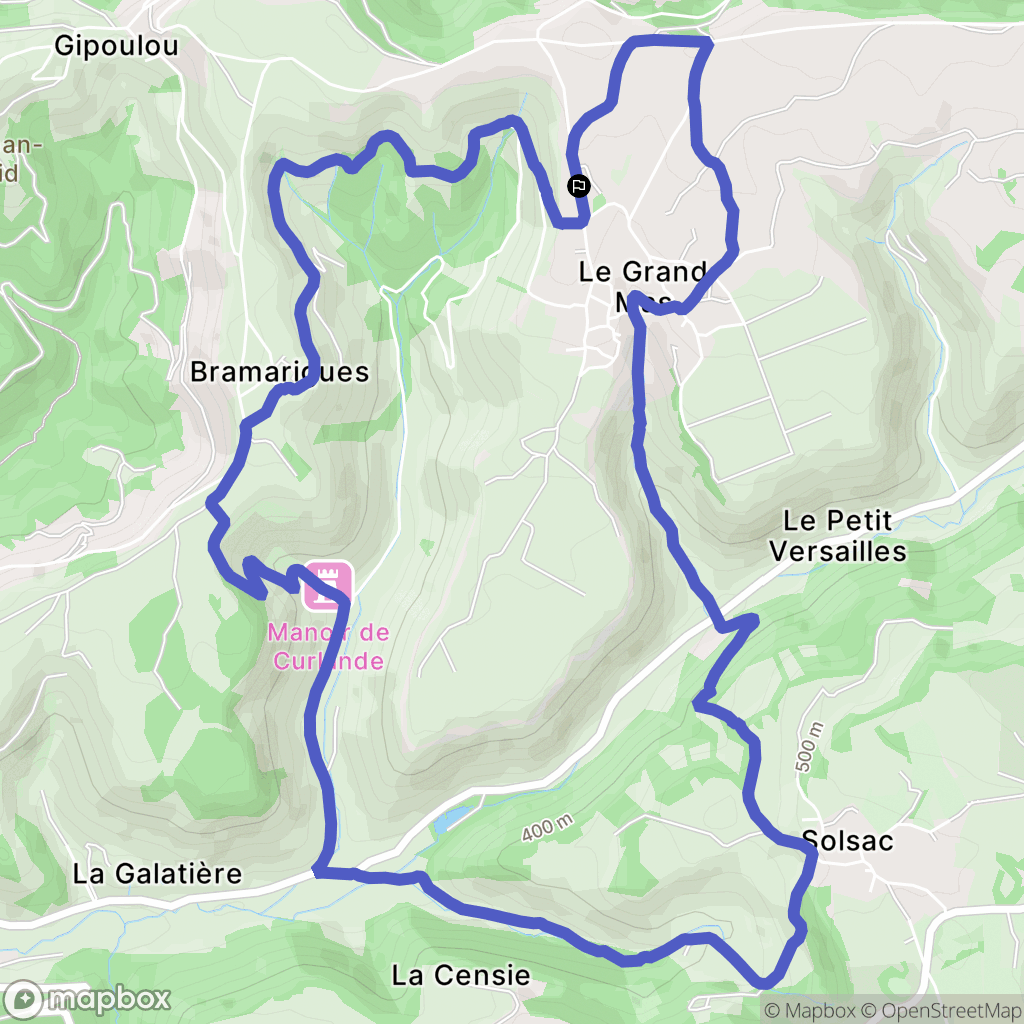 Mouret : carte du parcours de randonnée - France
