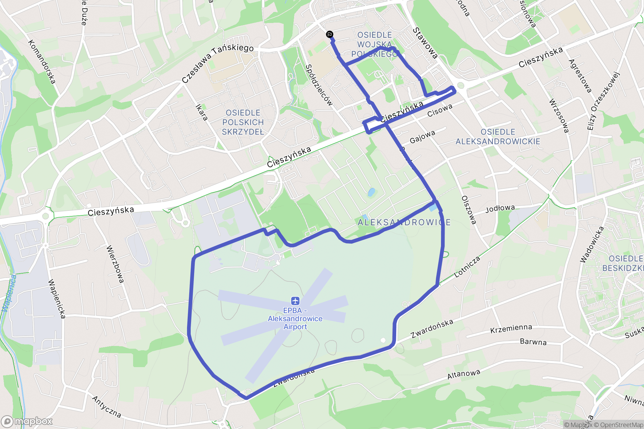 Bielsko-Biała: mapa trasy - Poland