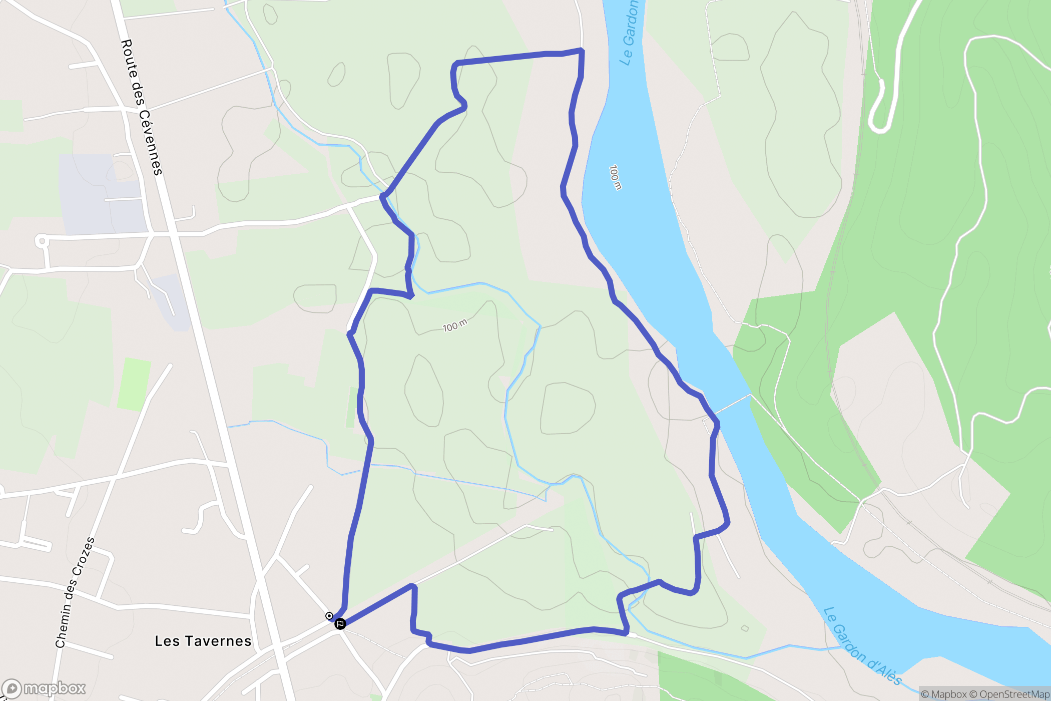 Ribaute-les-Tavernes : carte du parcours de randonnée - France