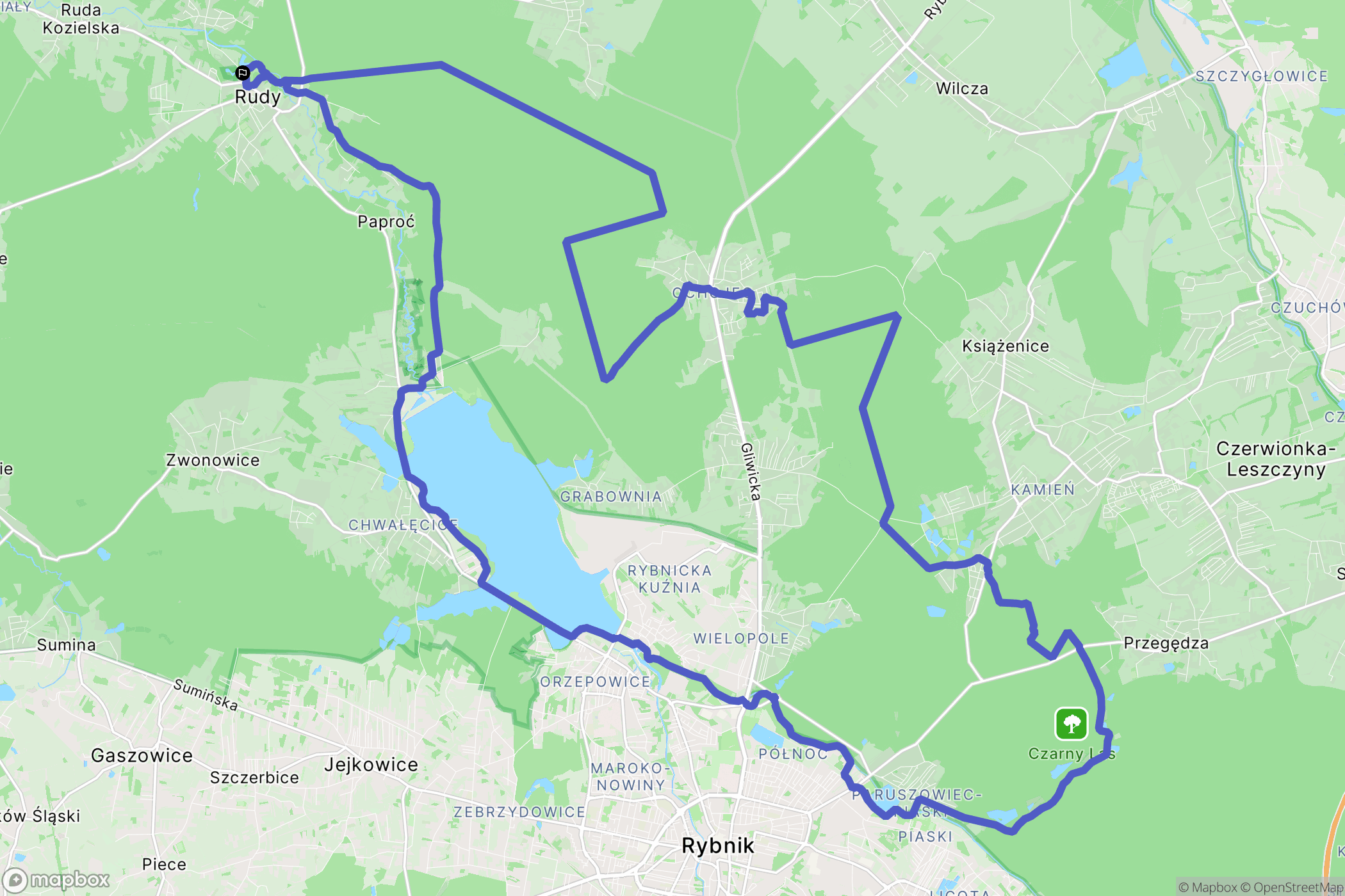 Rudy: mapa trasy - Poland