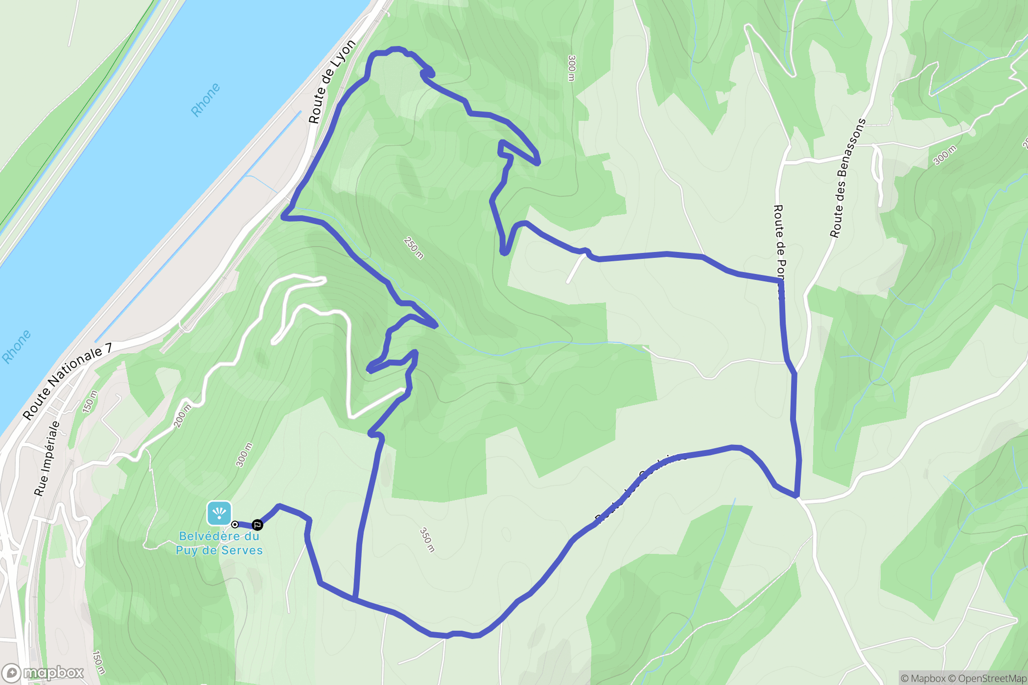 Serves-sur-Rhône : carte du parcours de randonnée - France