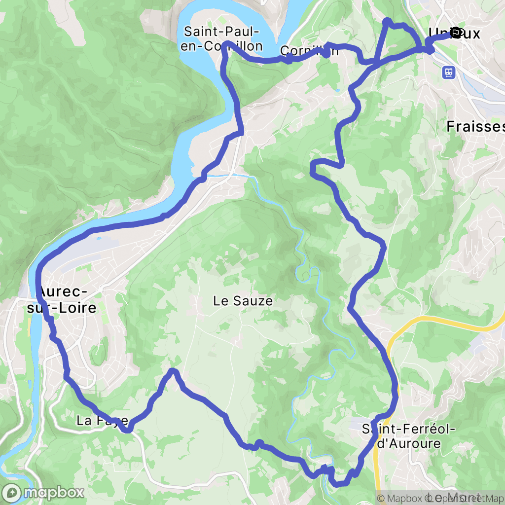 Unieux : carte du parcours de randonnée - France